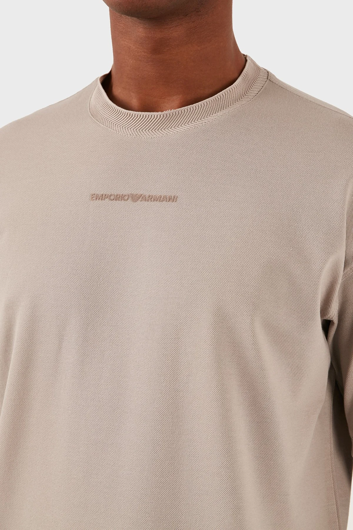 Emporio Armani Pamuklu Bisiklet Yaka Regular Fit Erkek T Shirt 3D1TC8 1JTKZ 01M5 BEJ - 4
