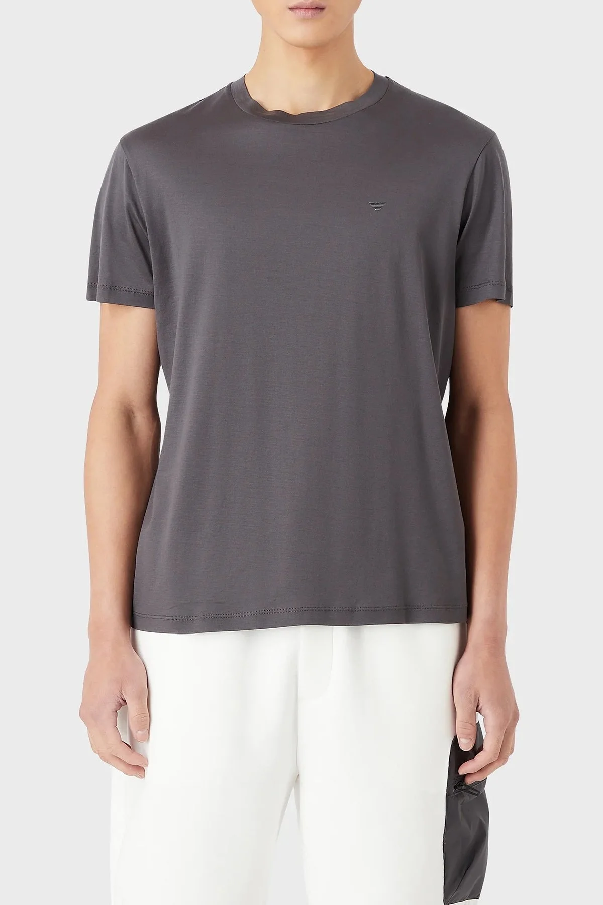 Emporio Armani Pamuklu Bisiklet Yaka Regular Fit Erkek T Shirt 3R1TT0 1JUVZ 0657 GRİ - 1