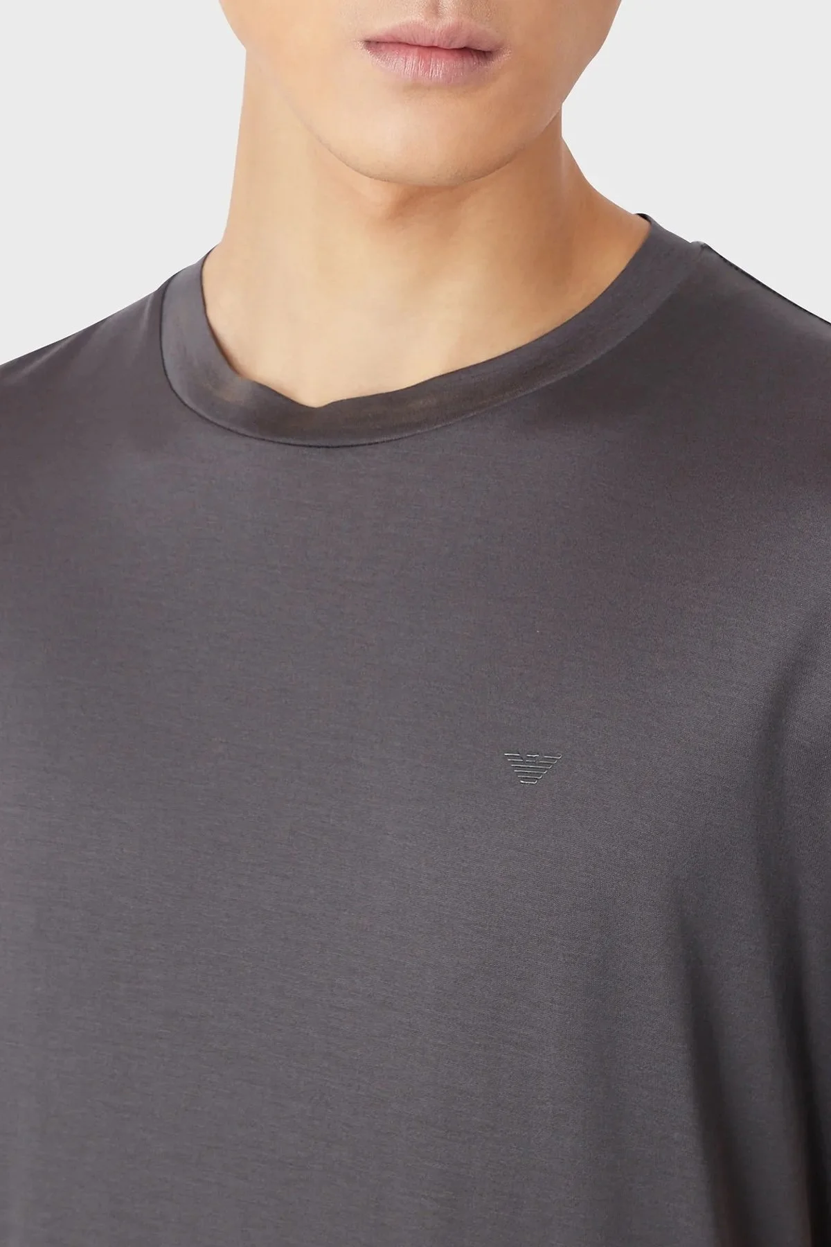 Emporio Armani Pamuklu Bisiklet Yaka Regular Fit Erkek T Shirt 3R1TT0 1JUVZ 0657 GRİ - 3