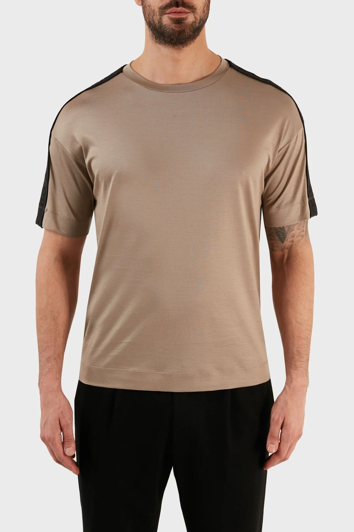 Emporio Armani Pamuklu Bisiklet Yaka Relaxed Fit Erkek T Shirt 3R1TBB 1JUVZ 0144 TOPRAK - 1