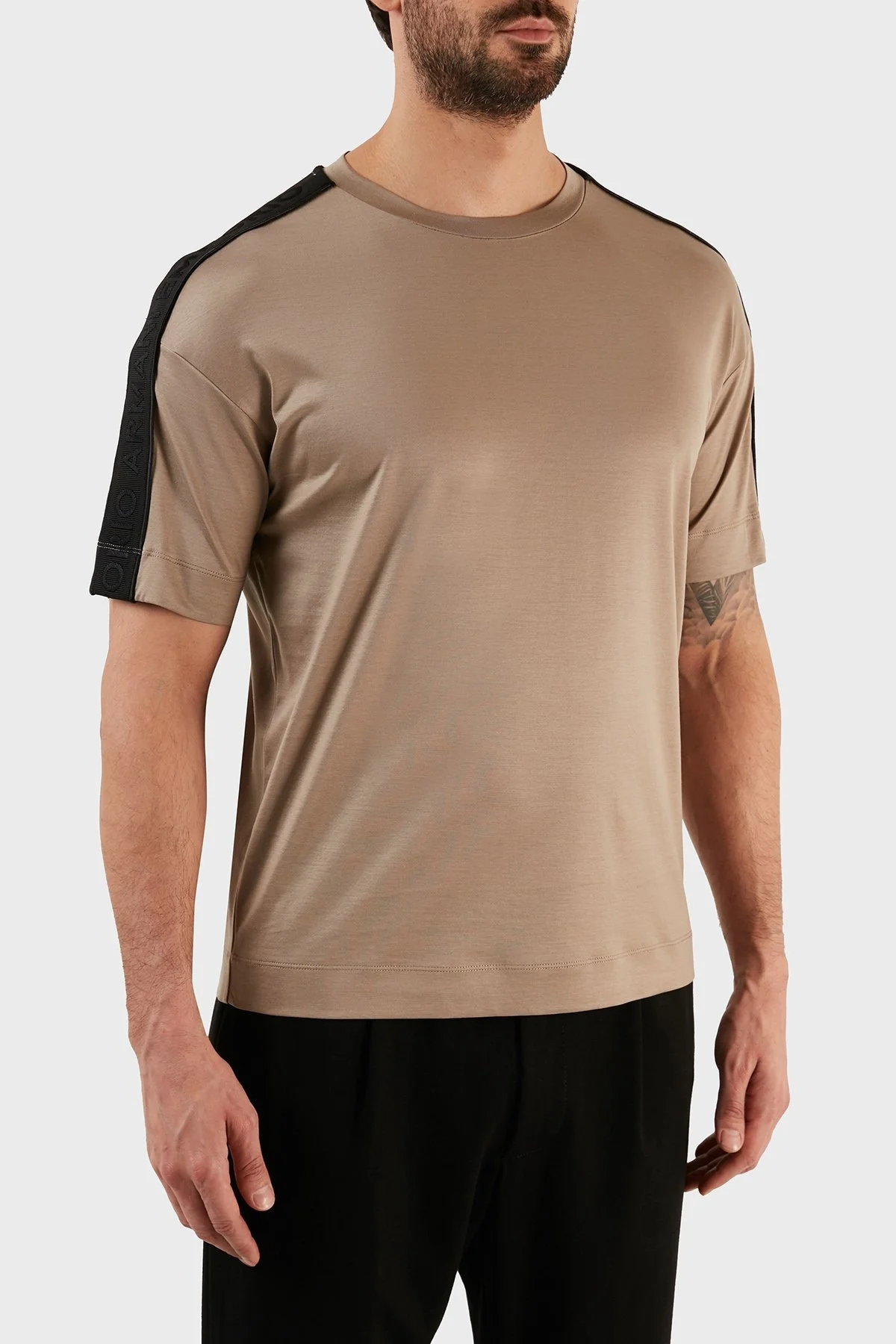 Emporio Armani Pamuklu Bisiklet Yaka Relaxed Fit Erkek T Shirt 3R1TBB 1JUVZ 0144 TOPRAK - 3