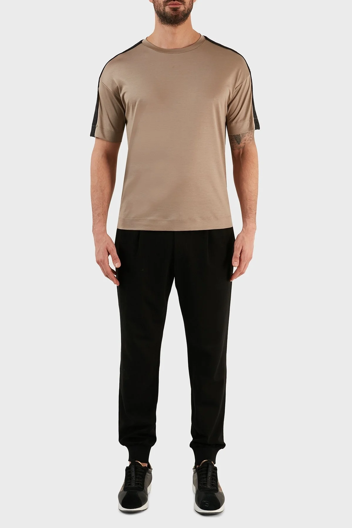 Emporio Armani Pamuklu Bisiklet Yaka Relaxed Fit Erkek T Shirt 3R1TBB 1JUVZ 0144 TOPRAK - 4