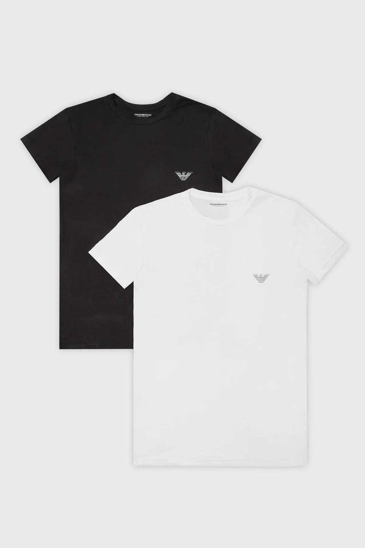 Emporio Armani Pamuklu Bisiklet Yaka Slim Fit 2 Pack Erkek T Shirt 111670 4R733 22120 SİYAH-BEYAZ - 1