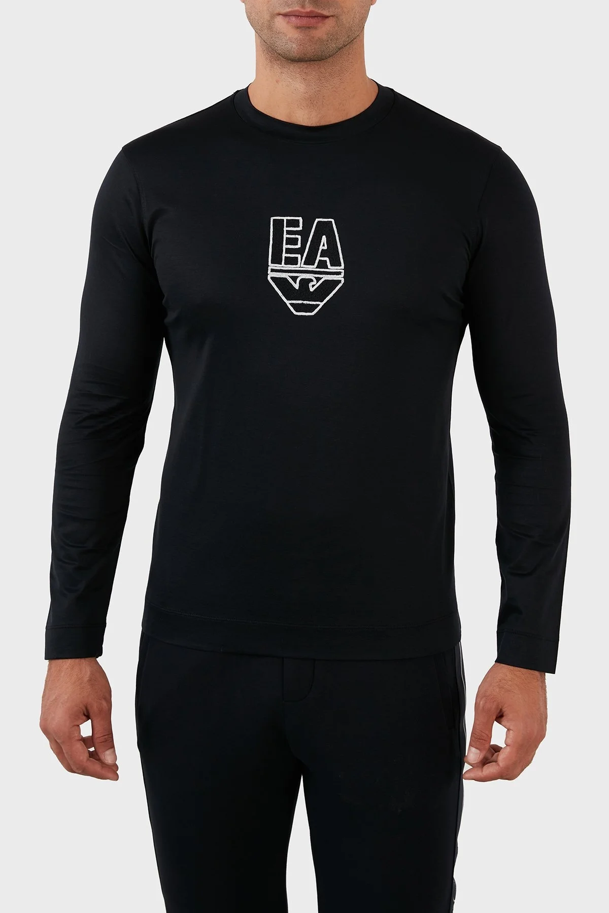 Emporio Armani Pamuklu Bisiklet Yaka Uzun Kollu Erkek T Shirt 6L1TAW 1JUVZ 0920 LACİVERT - 1