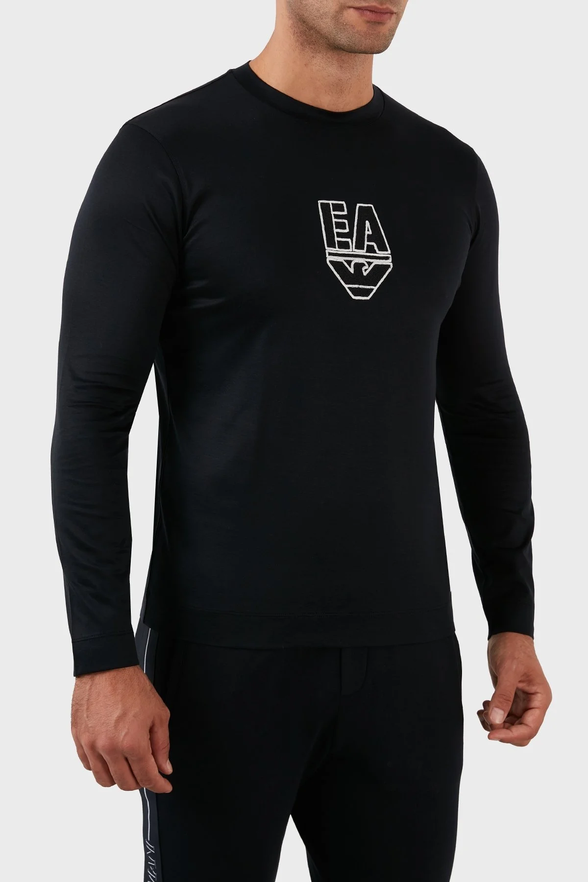 Emporio Armani Pamuklu Bisiklet Yaka Uzun Kollu Erkek T Shirt 6L1TAW 1JUVZ 0920 LACİVERT - 3