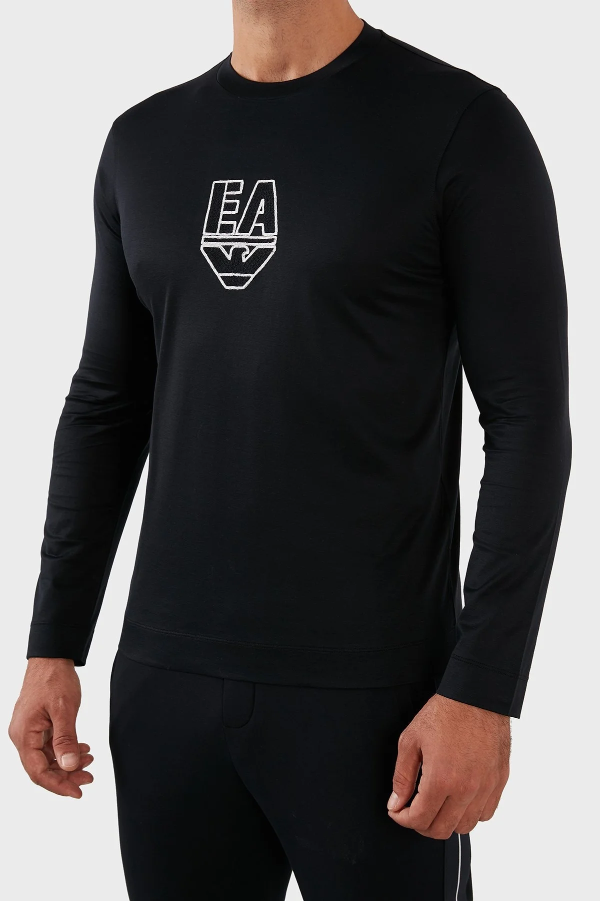 Emporio Armani Pamuklu Bisiklet Yaka Uzun Kollu Erkek T Shirt 6L1TAW 1JUVZ 0920 LACİVERT - 4