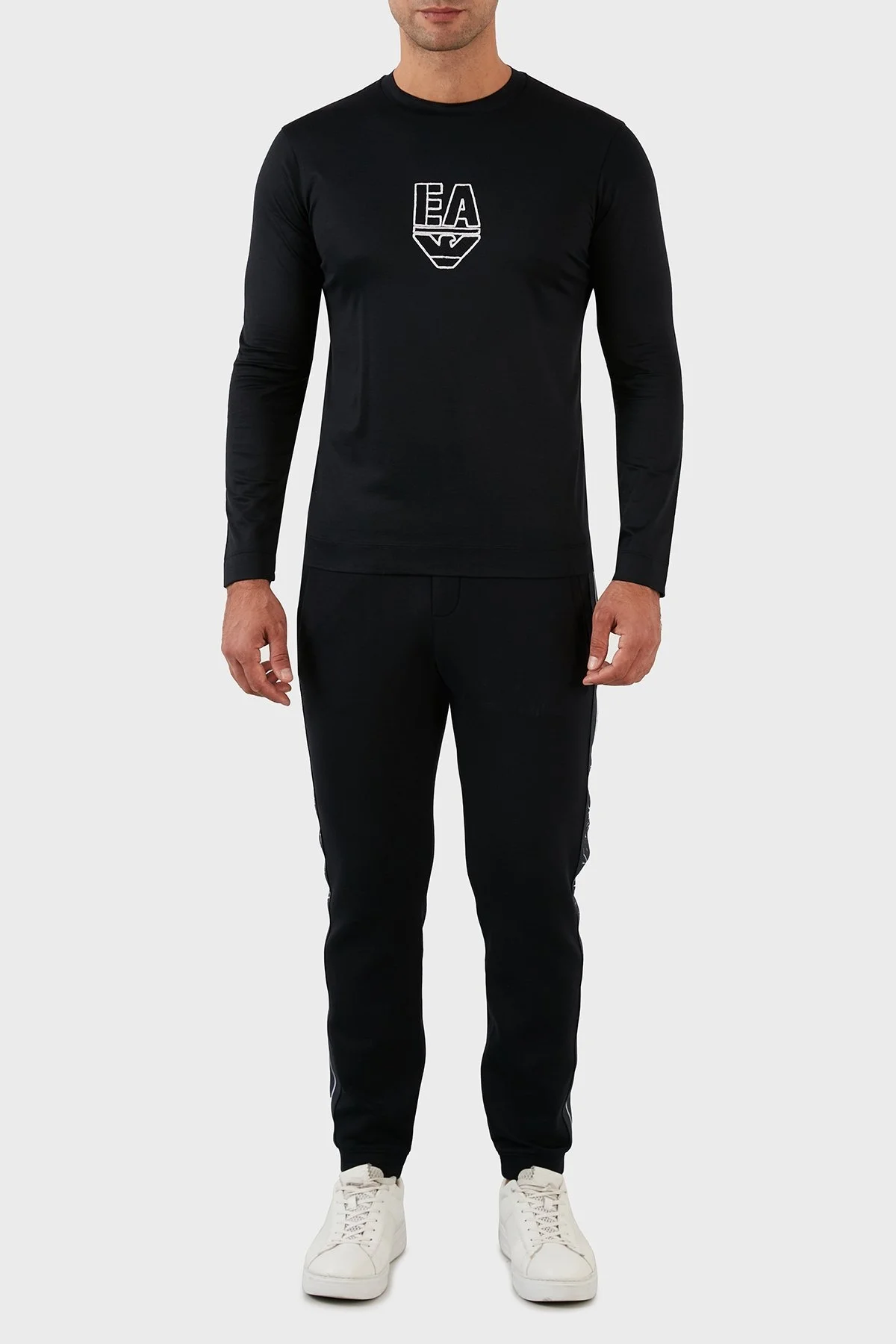 Emporio Armani Pamuklu Bisiklet Yaka Uzun Kollu Erkek T Shirt 6L1TAW 1JUVZ 0920 LACİVERT - 5