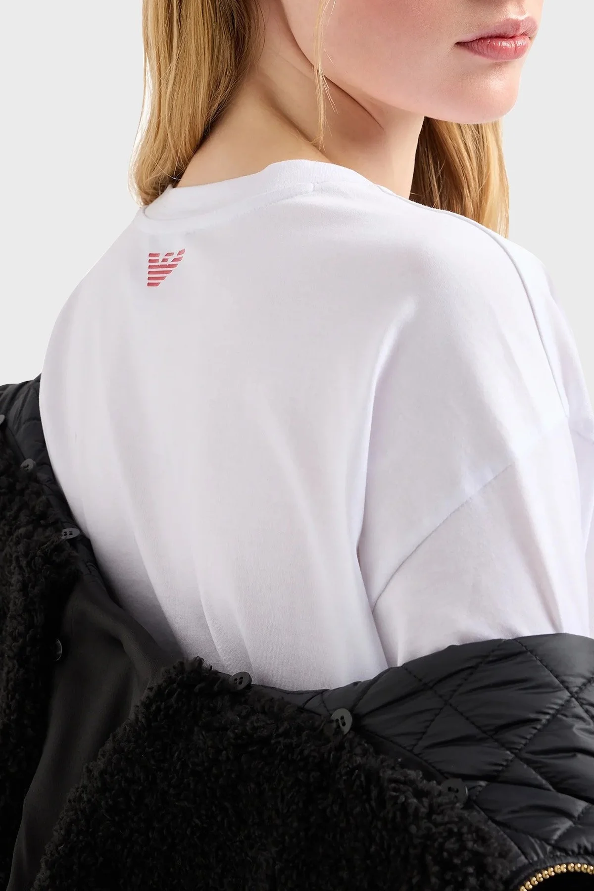 Emporio Armani Pamuklu Boxy Fit Bisiklet Yaka Bayan T Shirt EW000004 AF10003 U0001 BEYAZ - 6