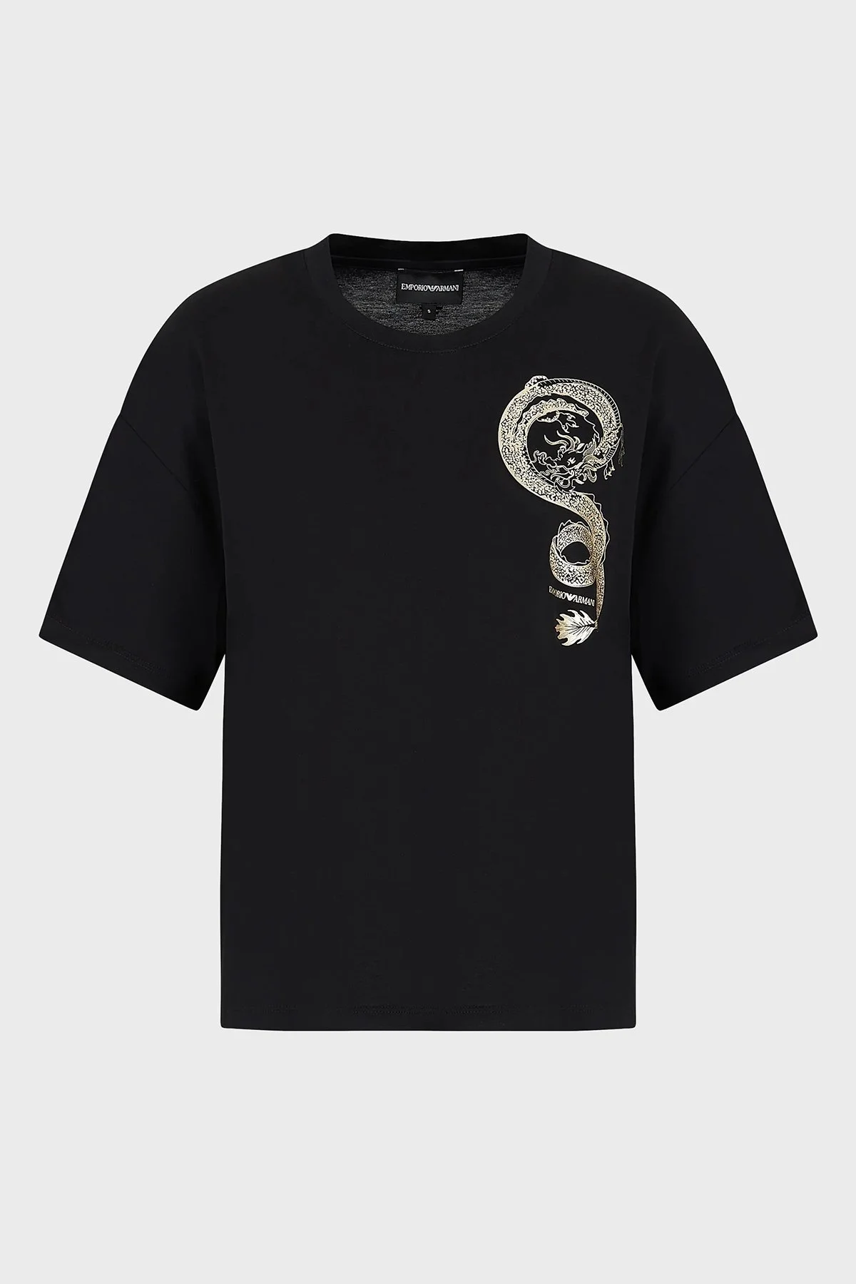 Emporio Armani Pamuklu Boxy Fit Bisiklet Yaka Bayan T Shirt EW000004 AF10003 UC001 SİYAH - 4