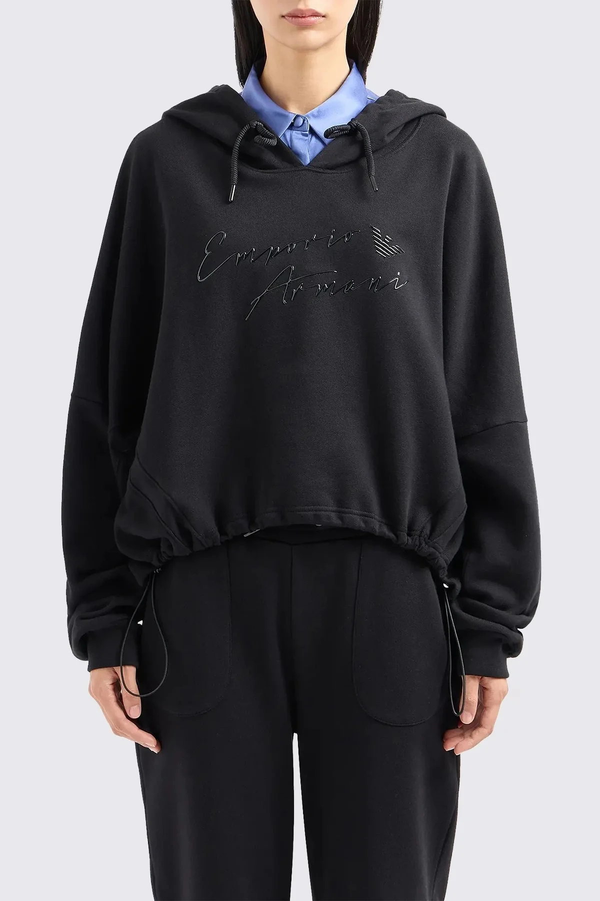 Emporio Armani Pamuklu Boyfrend Fit Bayan Sweat 6D2M7F 2J49Z 0999 SİYAH - 6