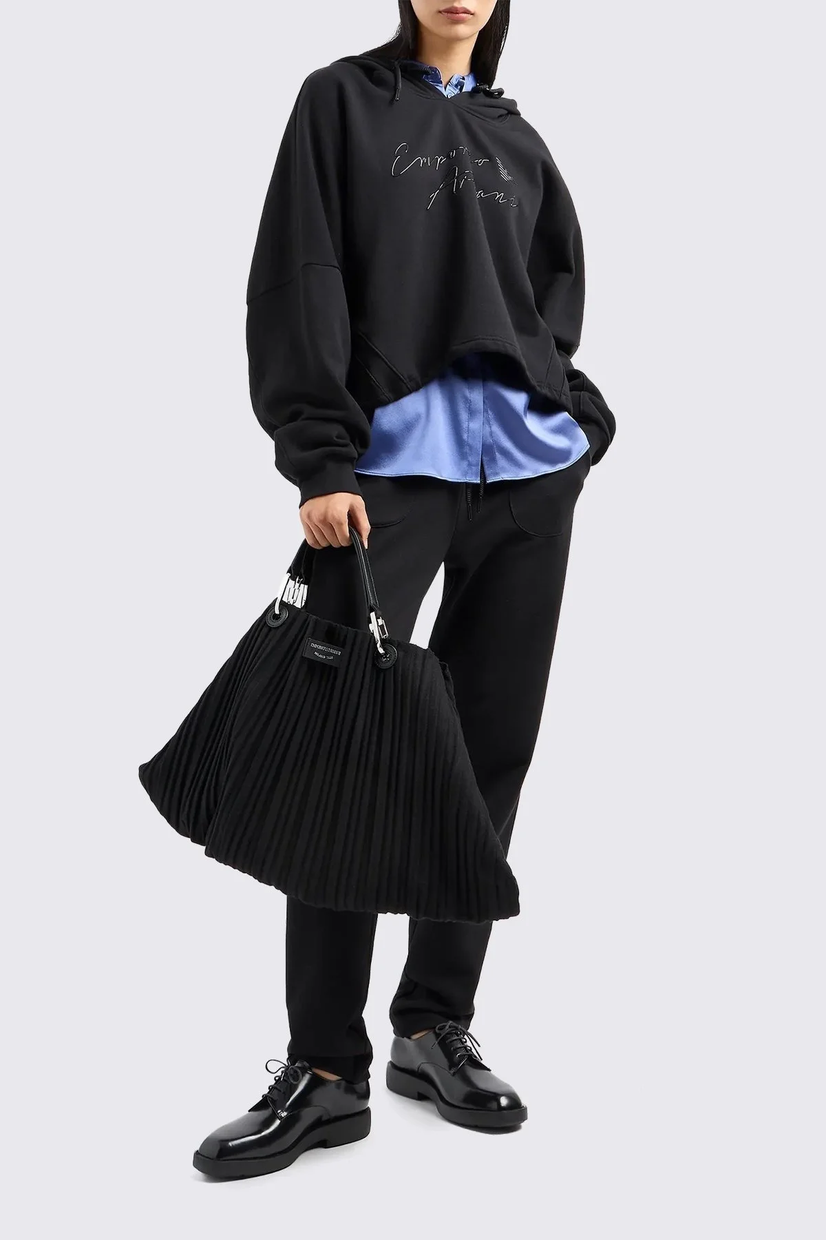 Emporio Armani Pamuklu Boyfrend Fit Bayan Sweat 6D2M7F 2J49Z 0999 SİYAH - 7