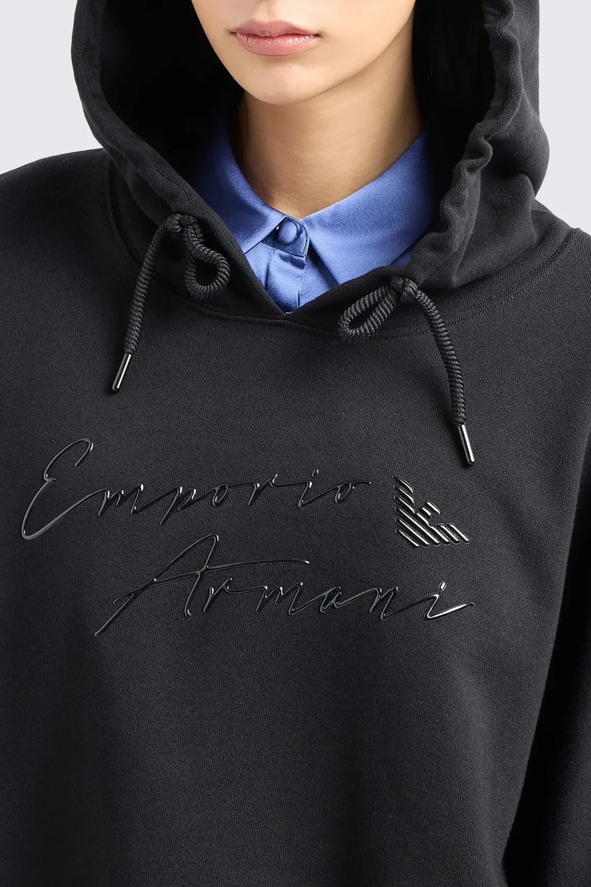 Emporio Armani Pamuklu Boyfrend Fit Kadın Sweat 6D2M7F 2J49Z 0999 SİYAH - 4