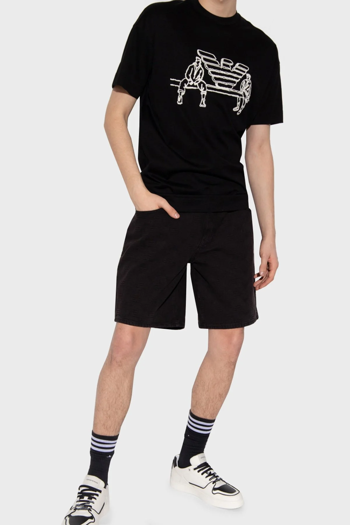 Emporio Armani Pamuklu Cepli Erkek Bermuda 3L1PS1 1DJSZ 0005 SİYAH - 1