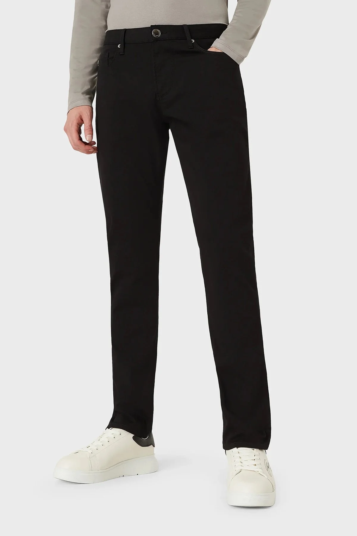 Emporio Armani J06 Pamuklu Düşük Bel Slim Fit Jeans Erkek Kot Pantolon 8N1J06 1GN0Z 0999 SİYAH - 1