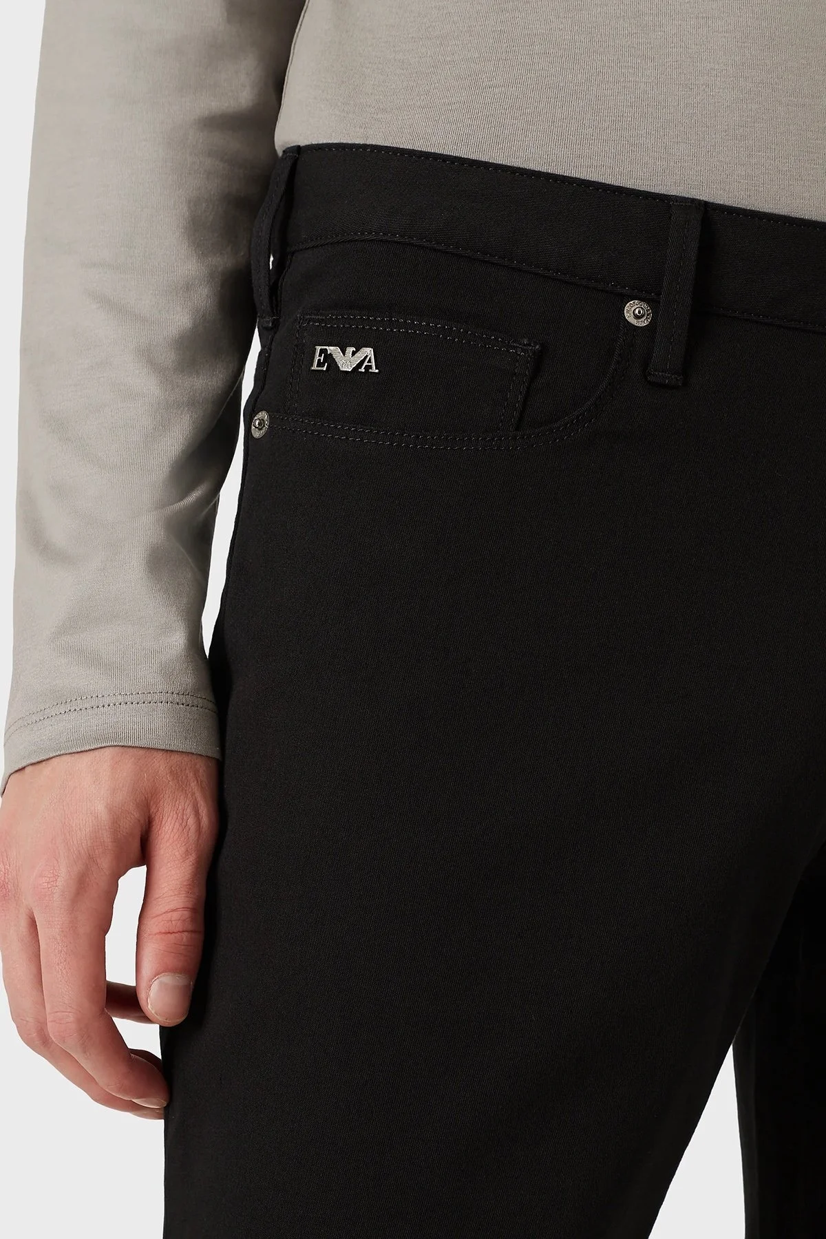 Emporio Armani J06 Pamuklu Düşük Bel Slim Fit Jeans Erkek Kot Pantolon 8N1J06 1GN0Z 0999 SİYAH - 4