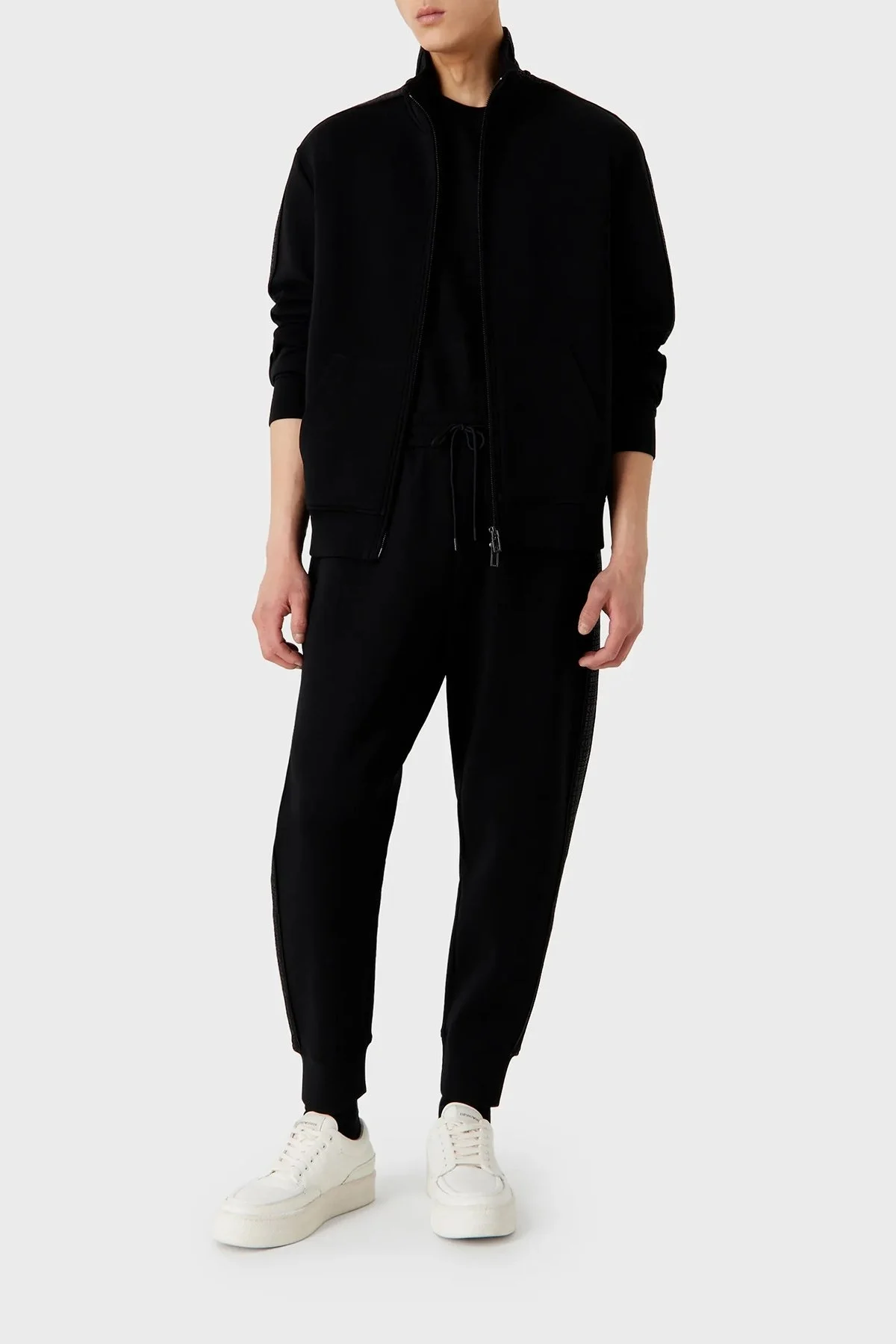 Emporio Armani Pamuklu Fermuarlı Kanguru Cepli Dik Yaka Regular Fit Erkek Sweat 6R1MF1 1JHSZ 0999 SİYAH - 2