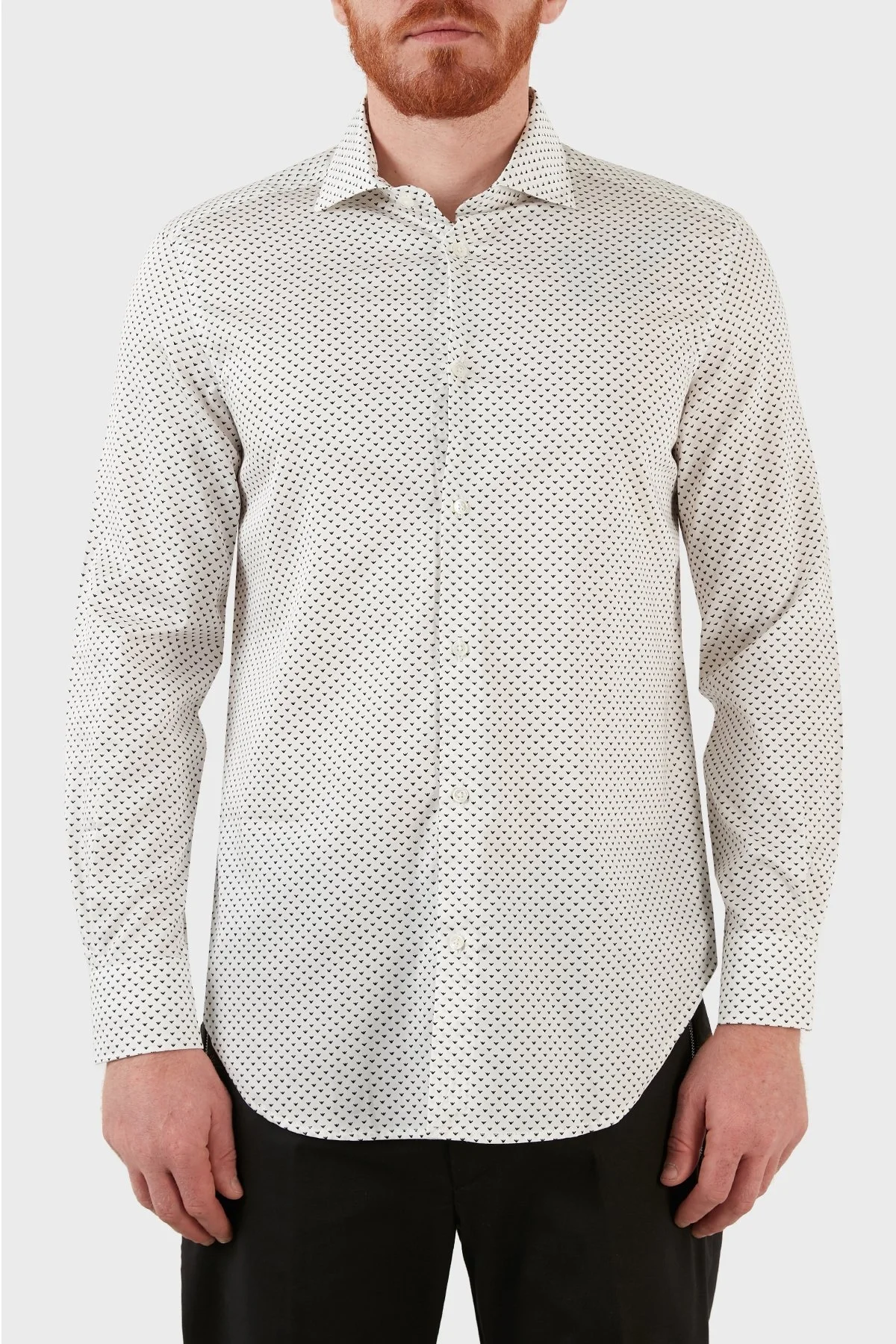 Emporio Armani Pamuklu Desenli Regular Fit Erkek Gömlek 3L1C86 1NPBZ F133 BEYAZ - 1