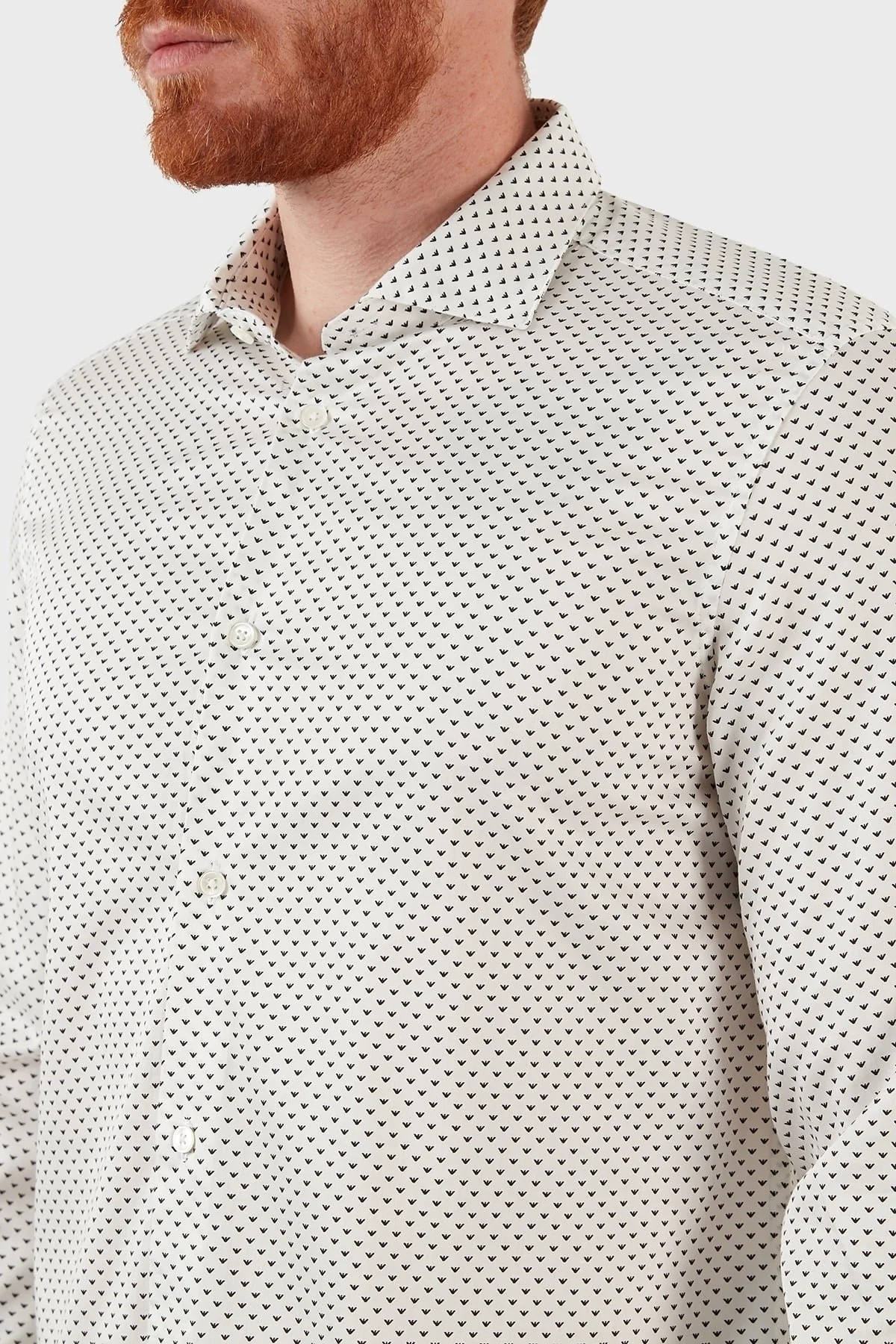 Emporio Armani Pamuklu Desenli Regular Fit Erkek Gömlek 3L1C86 1NPBZ F133 BEYAZ - 4