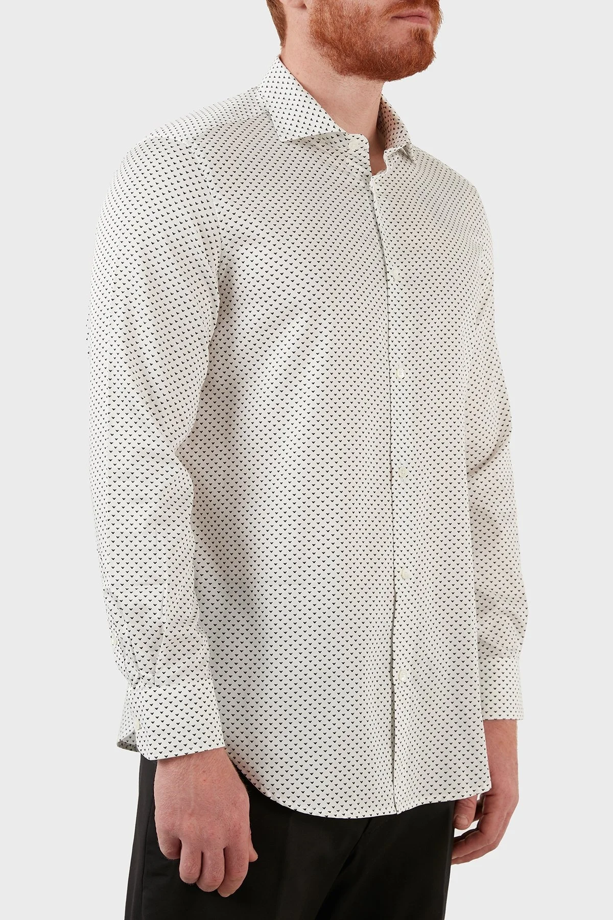 Emporio Armani Pamuklu Desenli Regular Fit Erkek Gömlek 3L1C86 1NPBZ F133 BEYAZ - 5