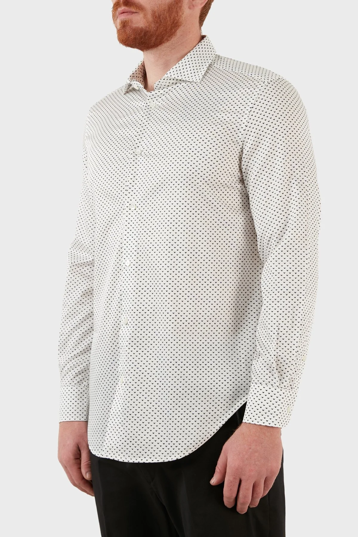 Emporio Armani Pamuklu Desenli Regular Fit Erkek Gömlek 3L1C86 1NPBZ F133 BEYAZ - 6