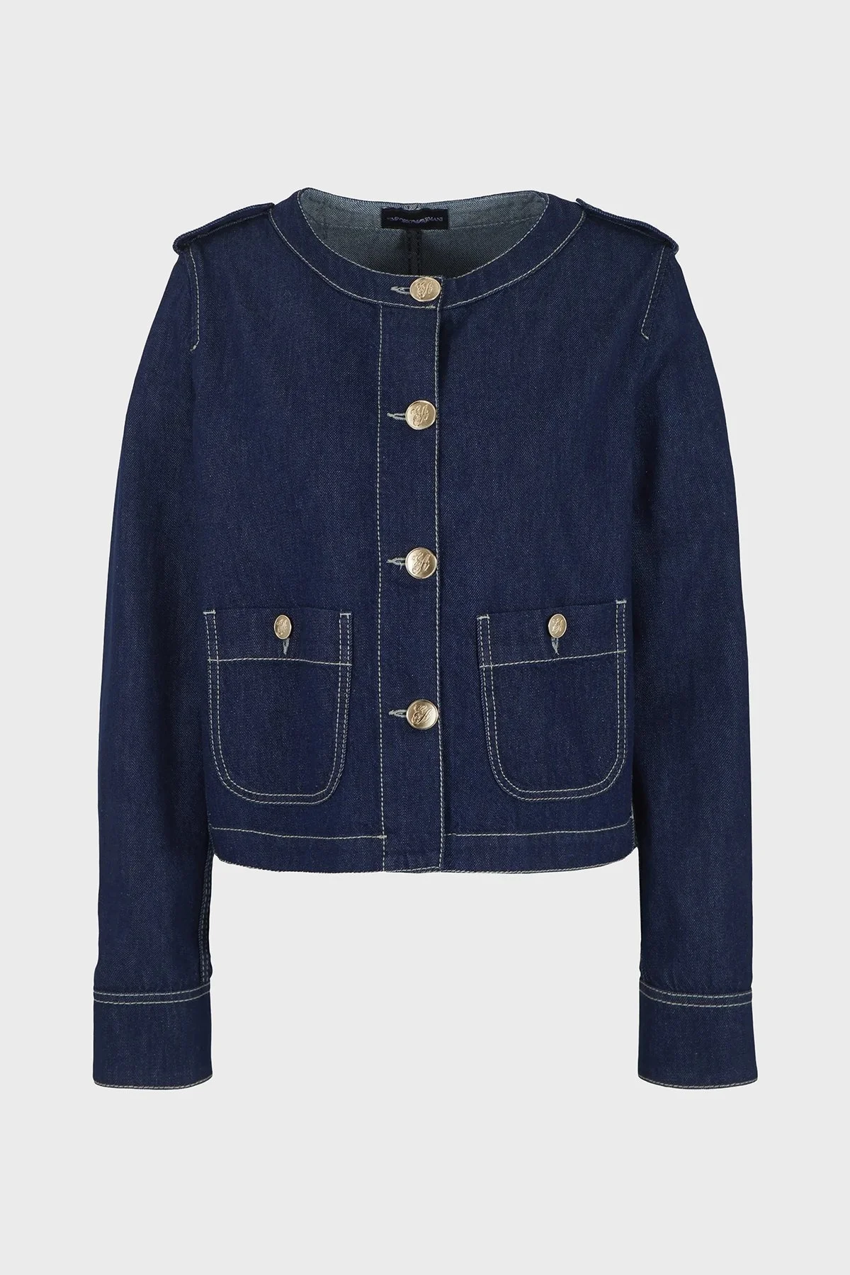 Emporio Armani Pamuklu Düğmeli Denim Bayan Ceket 3D2G63 2DM1Z 0941 LACİVERT - 10