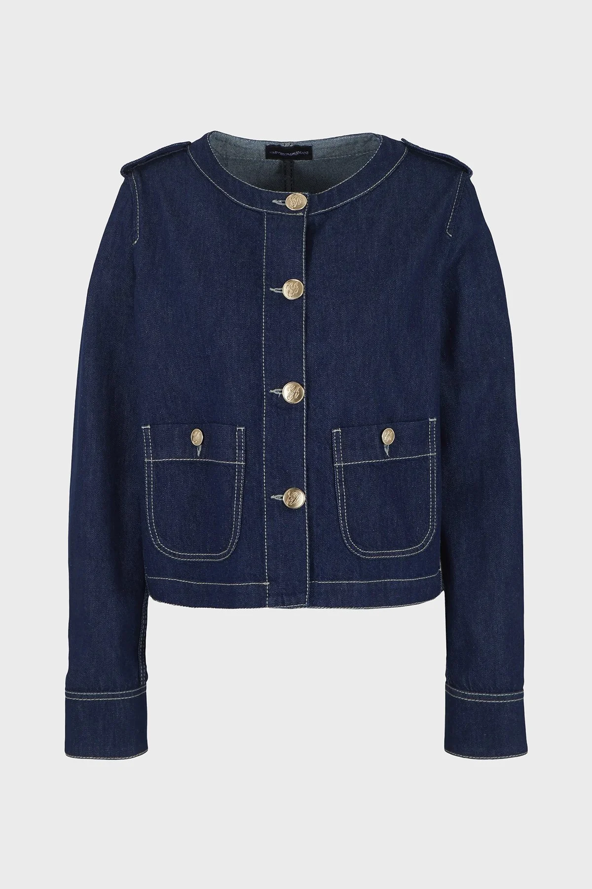 Emporio Armani Pamuklu Düğmeli Denim Kadın Ceket 3D2G63 2DM1Z 0941 LACİVERT - 5