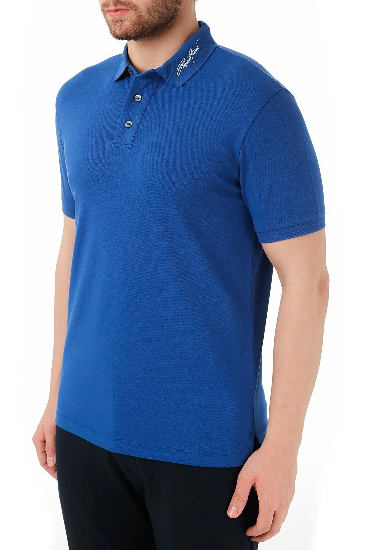 Emporio Armani Pamuklu Düğmeli T Shirt Erkek Polo 3K1FA6 1JPTZ 0921 LACİVERT - 3
