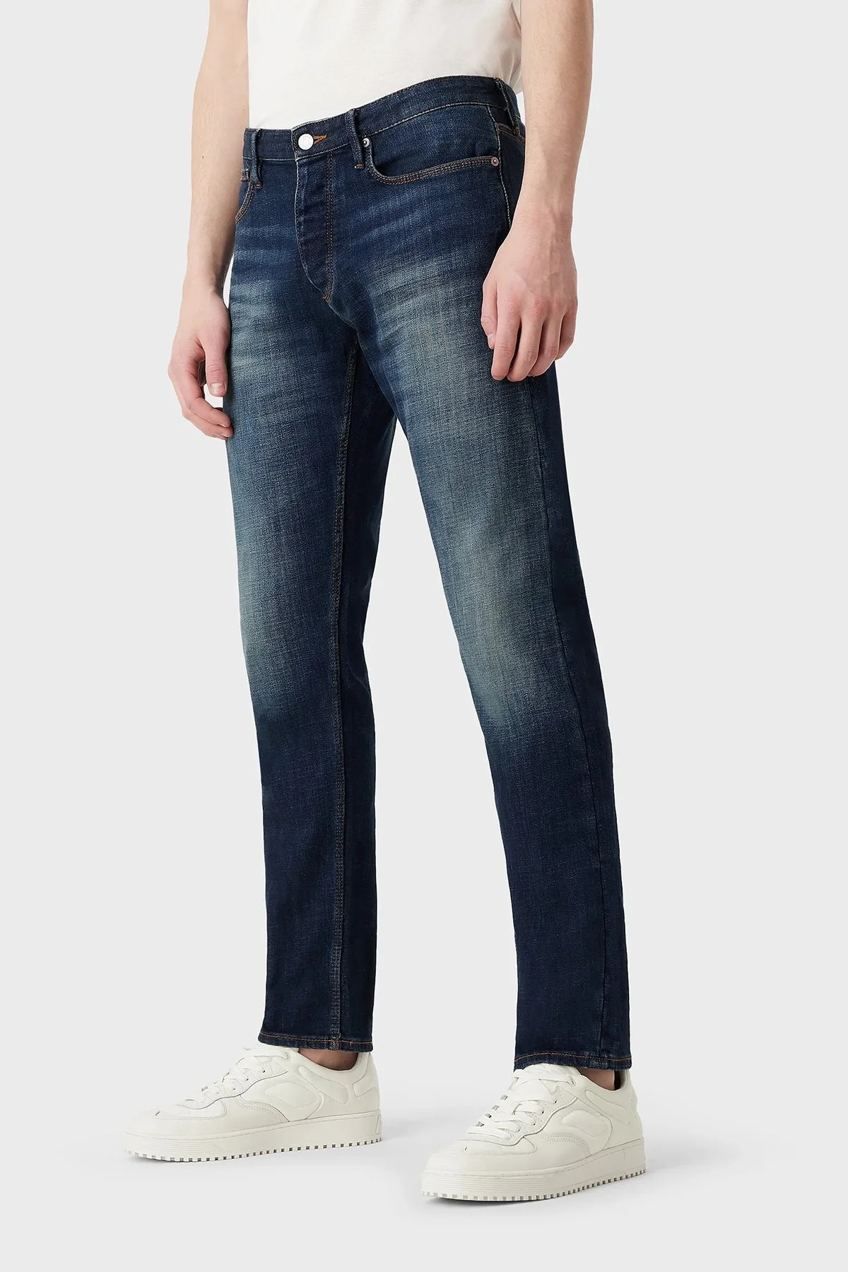 Emporio Armani Pamuklu Düşük Bel Düz Paça Slim Fit J75 Jeans Erkek Kot Pantolon 3R1J75 1D0DZ 0941 MAVİ - 2