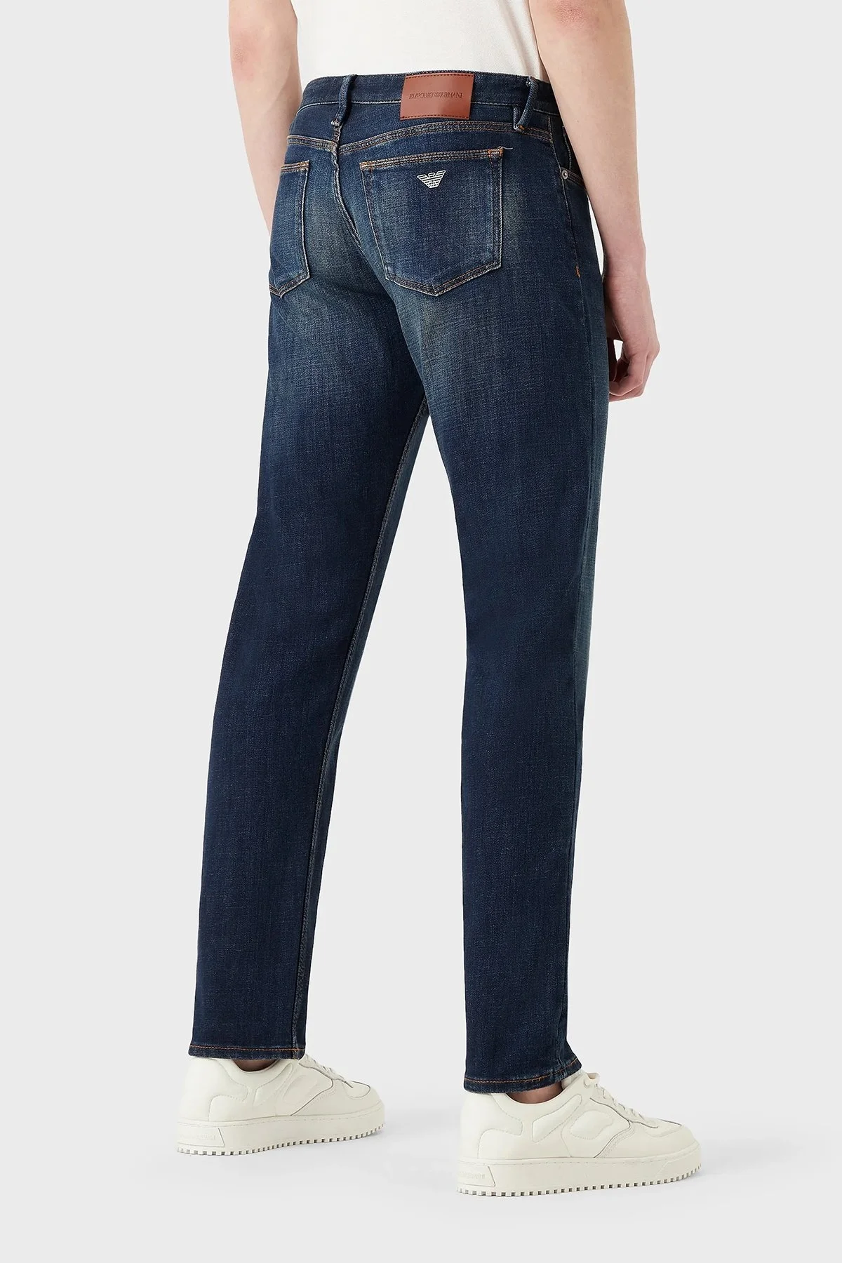 Emporio Armani Pamuklu Düşük Bel Düz Paça Slim Fit J75 Jeans Erkek Kot Pantolon 3R1J75 1D0DZ 0941 MAVİ - 3