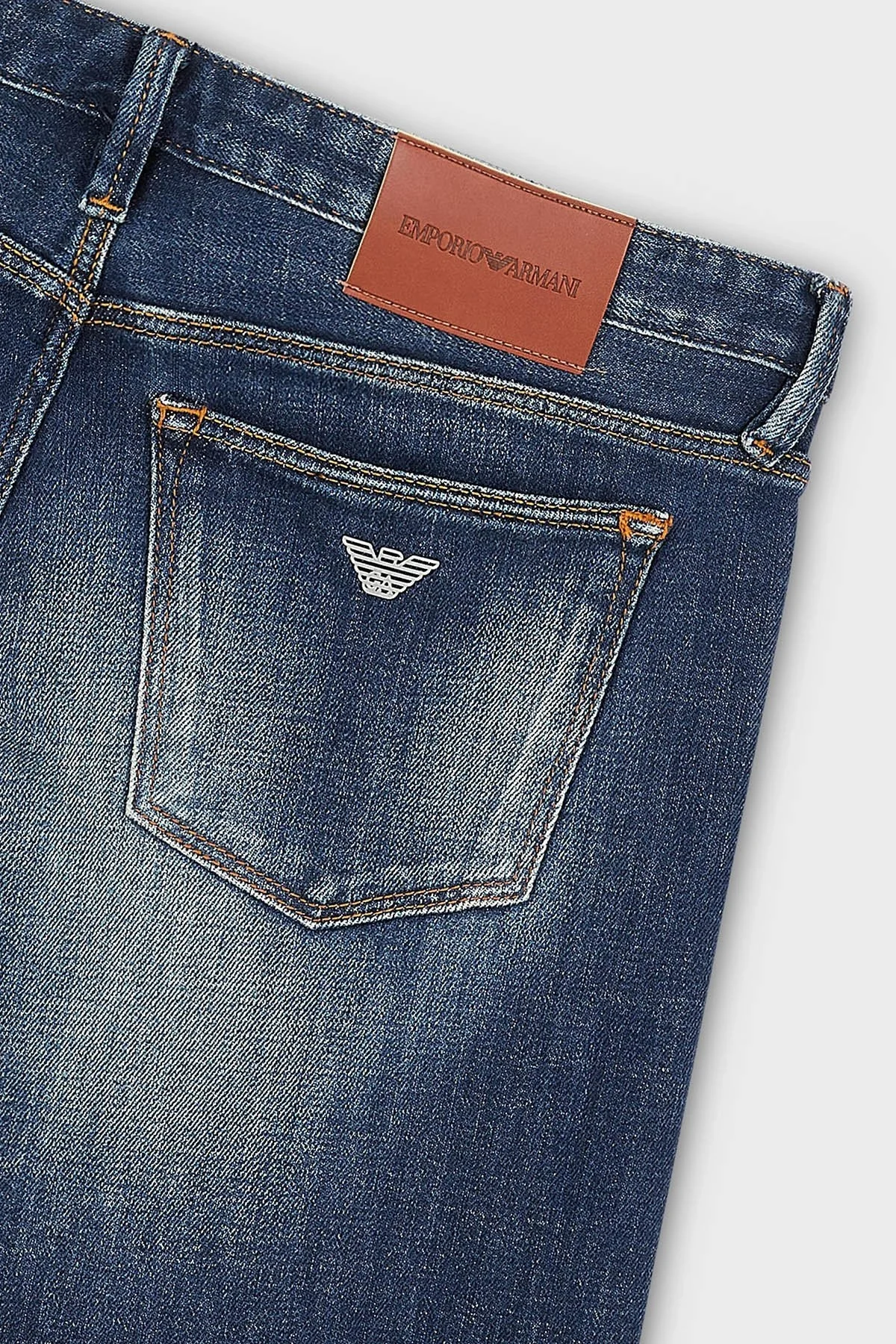 Emporio Armani Pamuklu Düşük Bel Düz Paça Slim Fit J75 Jeans Erkek Kot Pantolon 3R1J75 1D0DZ 0941 MAVİ - 5