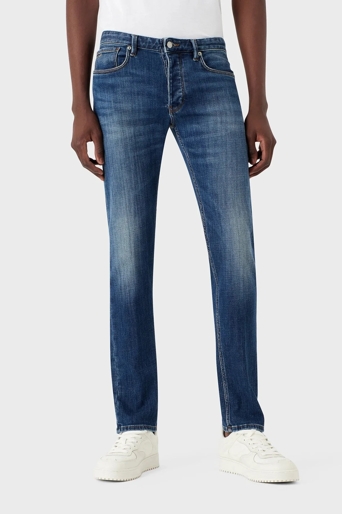 Emporio Armani Pamuklu Düşük Bel Düz Paça Slim Fit J75 Jeans Erkek Kot Pantolon 3R1J75 1D0DZ 0942 MAVİ - 2