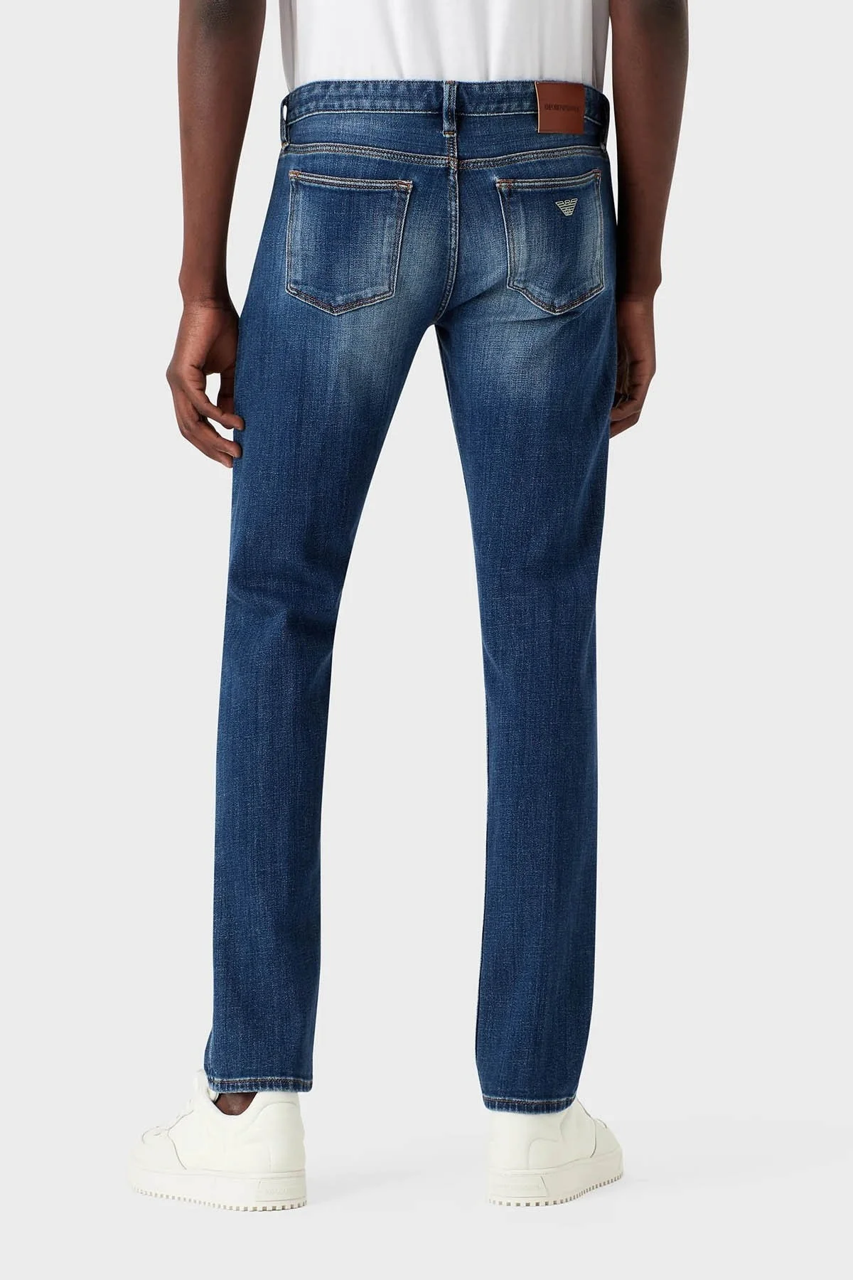 Emporio Armani Pamuklu Düşük Bel Düz Paça Slim Fit J75 Jeans Erkek Kot Pantolon 3R1J75 1D0DZ 0942 MAVİ - 4