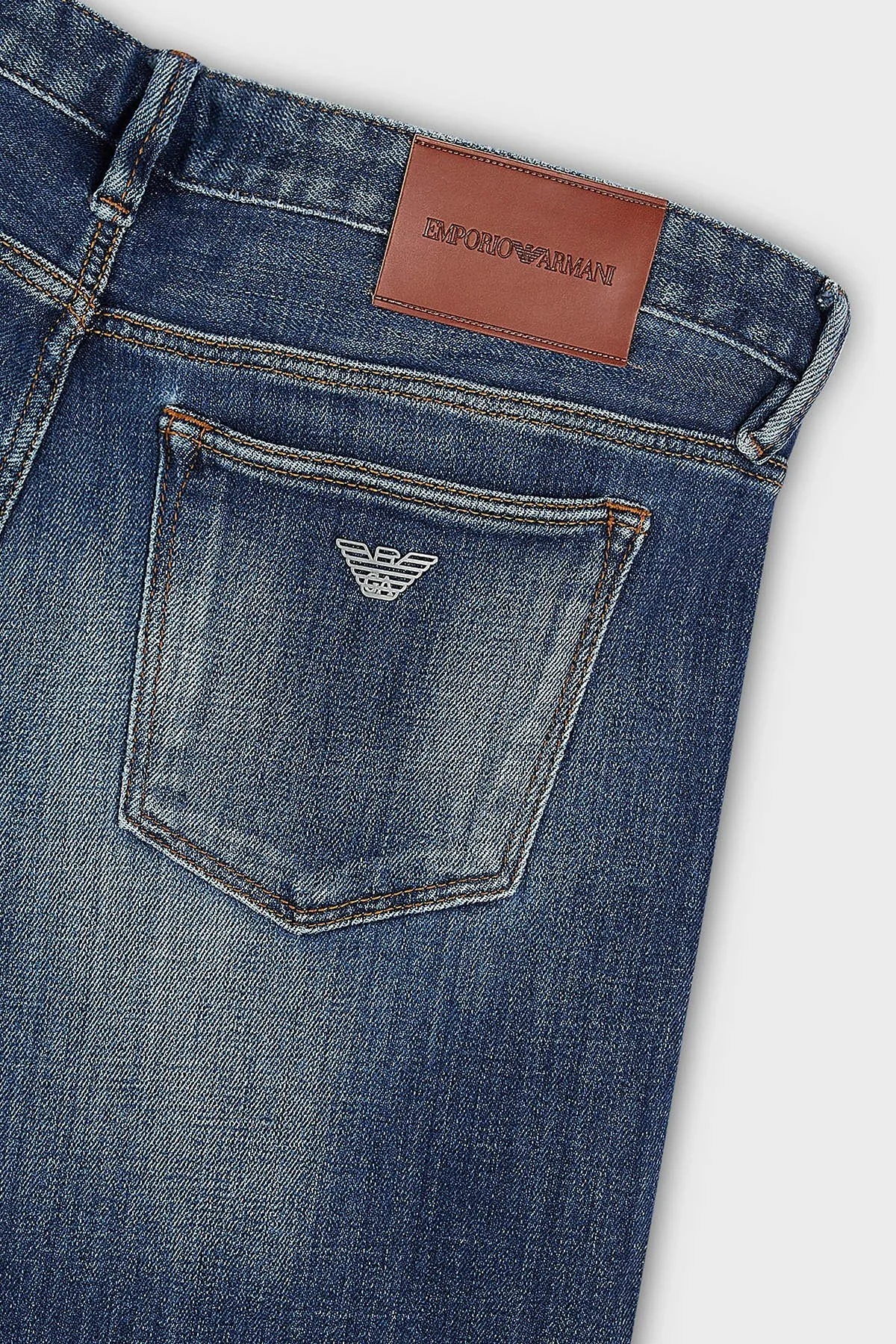 Emporio Armani Pamuklu Düşük Bel Düz Paça Slim Fit J75 Jeans Erkek Kot Pantolon 3R1J75 1D0DZ 0942 MAVİ - 5