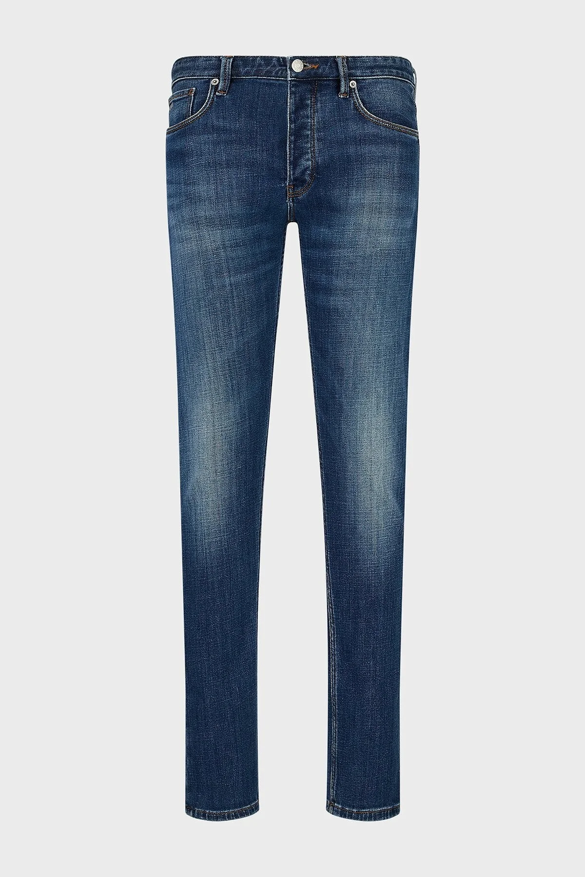 Emporio Armani Pamuklu Düşük Bel Düz Paça Slim Fit J75 Jeans Erkek Kot Pantolon 3R1J75 1D0DZ 0942 MAVİ - 6