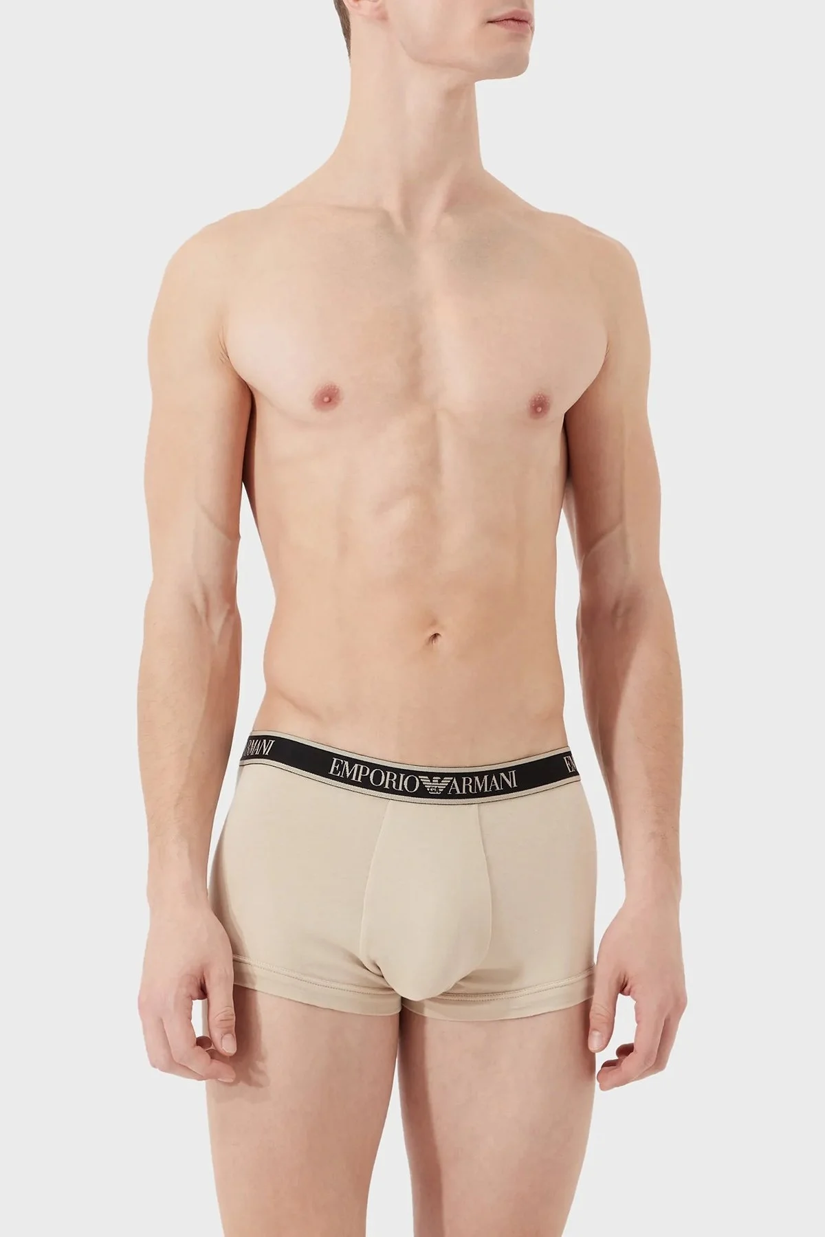 Emporio Armani Pamuklu Esnek 3 Pack Erkek Boxer 111357 3R717 24321 SİYAH-BEJ - 2