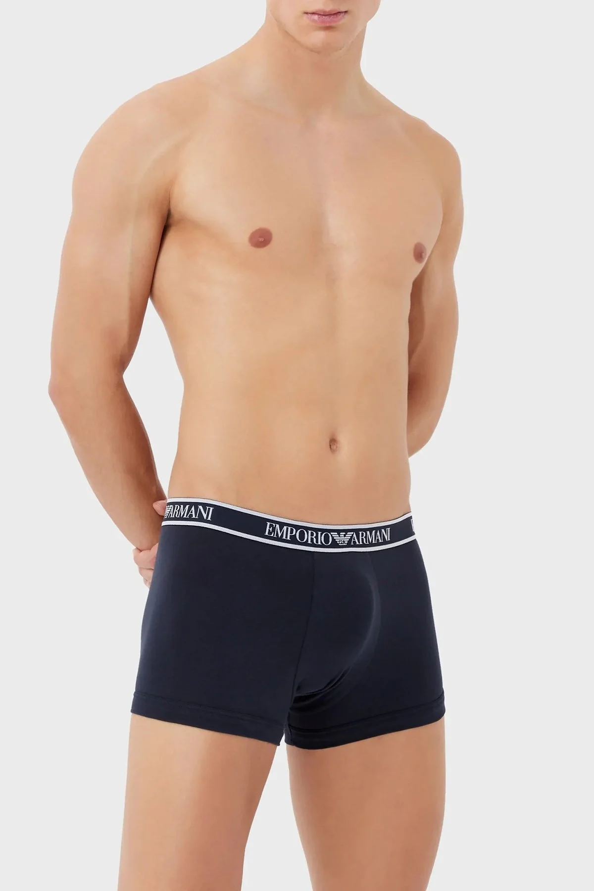Emporio Armani Pamuklu Esnek 3 Pack Erkek Boxer 111357 3R717 50536 Lacivert-Gri-Haki - 2