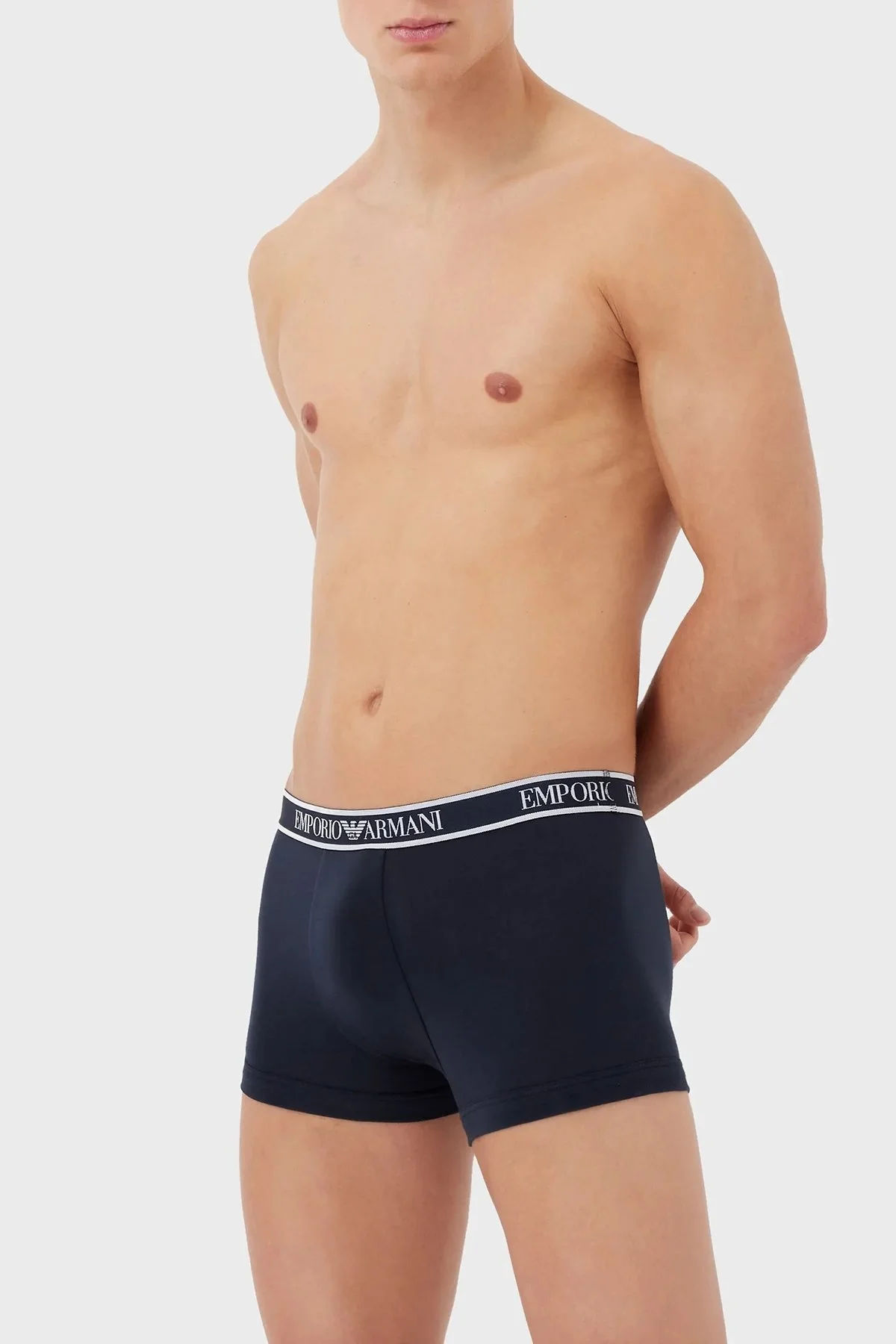 Emporio Armani Pamuklu Esnek 3 Pack Erkek Boxer 111357 3R717 50636 Mavi-Lacivert-Beyaz - 2