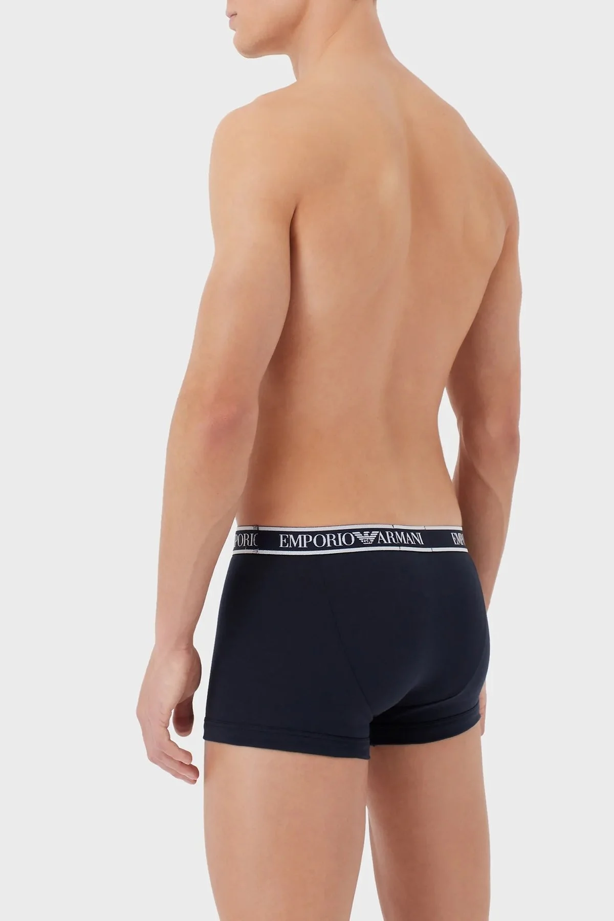 Emporio Armani Pamuklu Esnek 3 Pack Erkek Boxer 111357 3R717 50636 Mavi-Lacivert-Beyaz - 3
