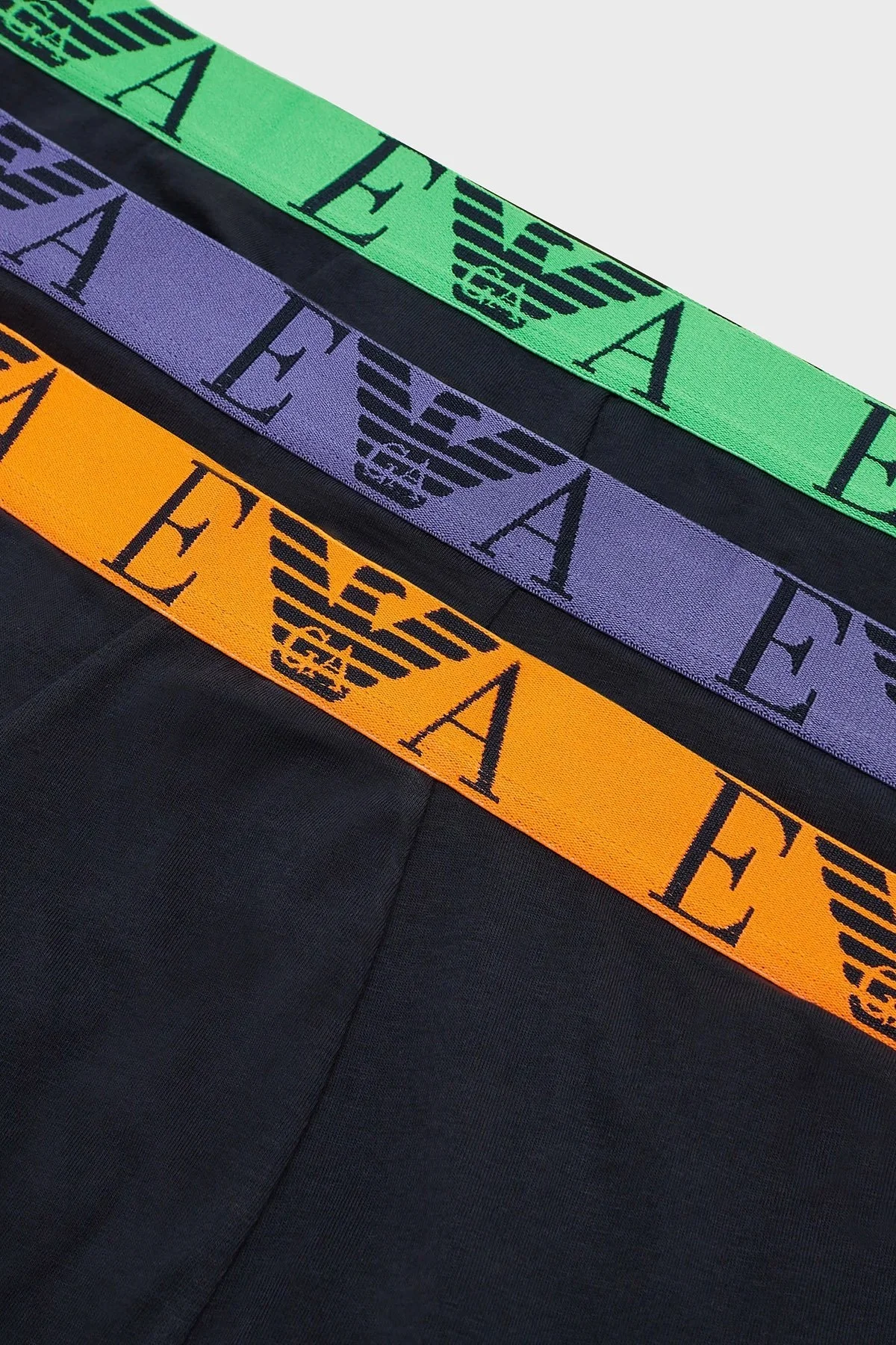 Emporio Armani Pamuklu Esnek 3 Pack Erkek Boxer 111357 4R715 70435 Turuncu-Mor-Yeşil - 4