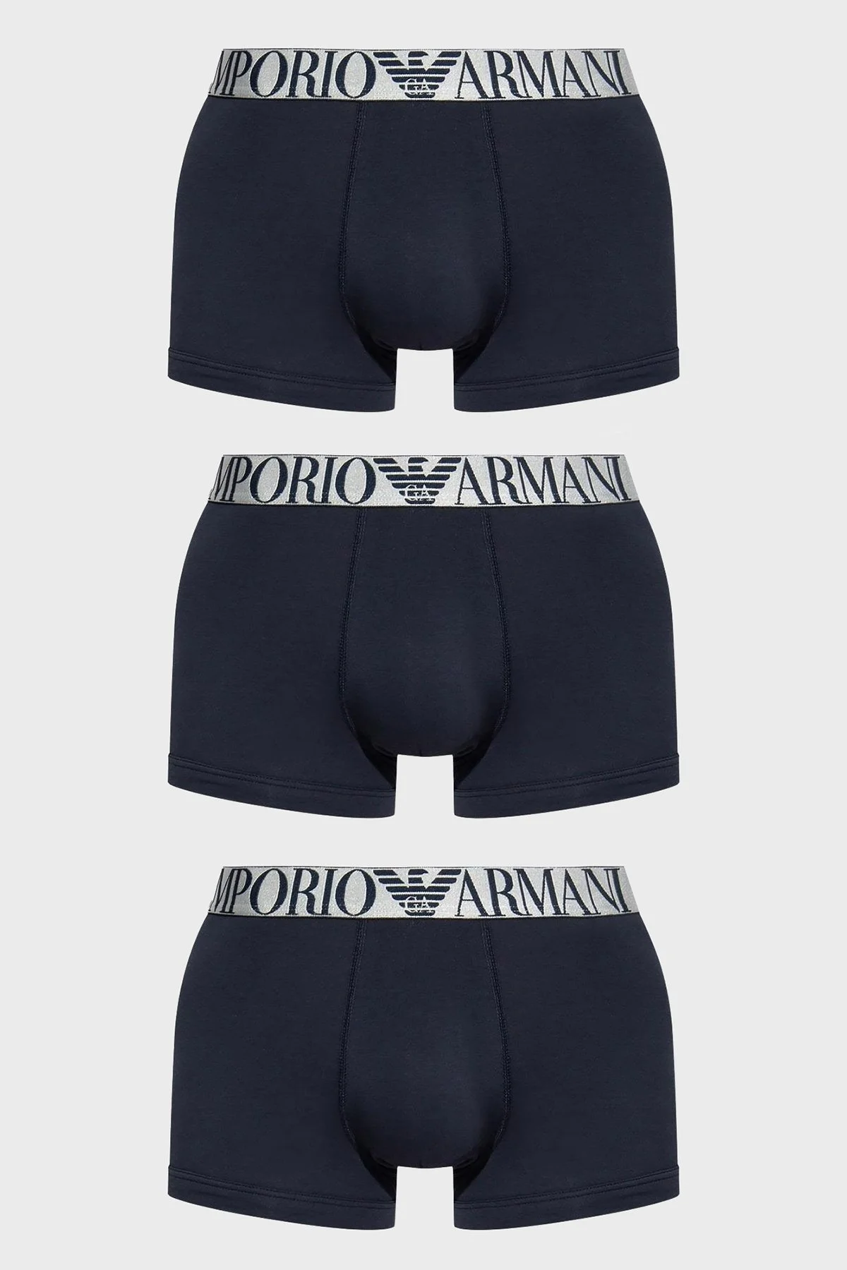 Emporio Armani Pamuklu Esnek 3 Pack Erkek Boxer 111357 4R726 40035 LACİVERT - 5