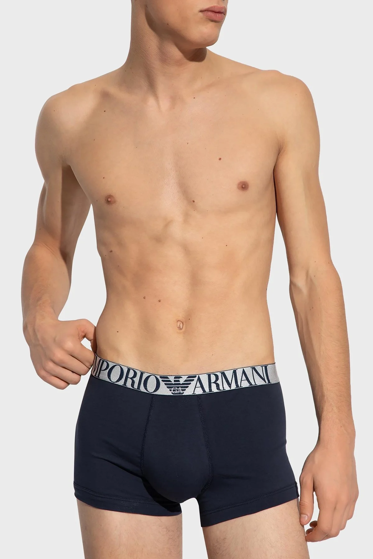 Emporio Armani Pamuklu Esnek 3 Pack Erkek Boxer 111357 4R726 40035 LACİVERT - 6