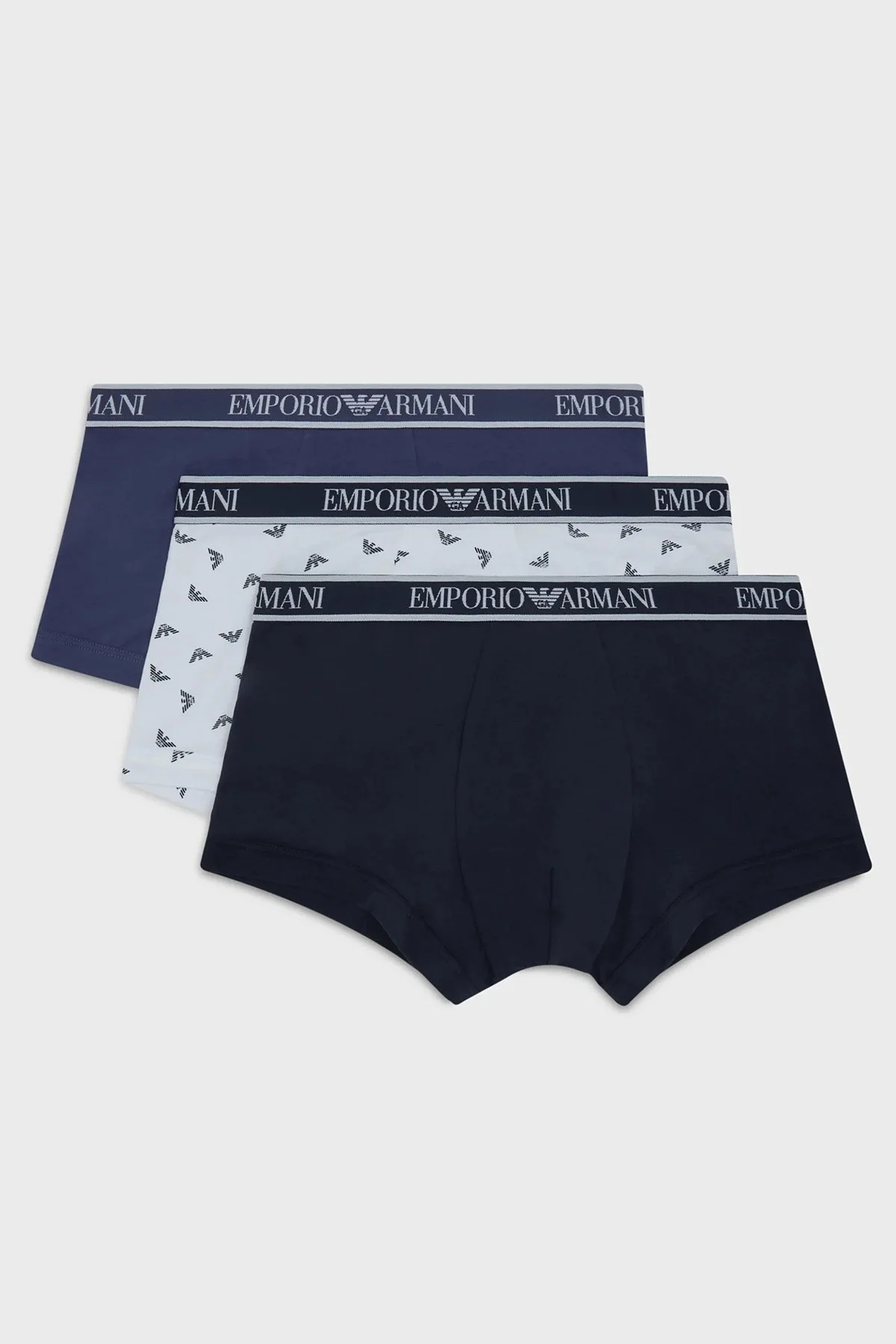 Emporio Armani Pamuklu Esnek 3 Pack Erkek Boxer 111473 3R717 50636 Lacivert-Beyaz-Lacivert - 1