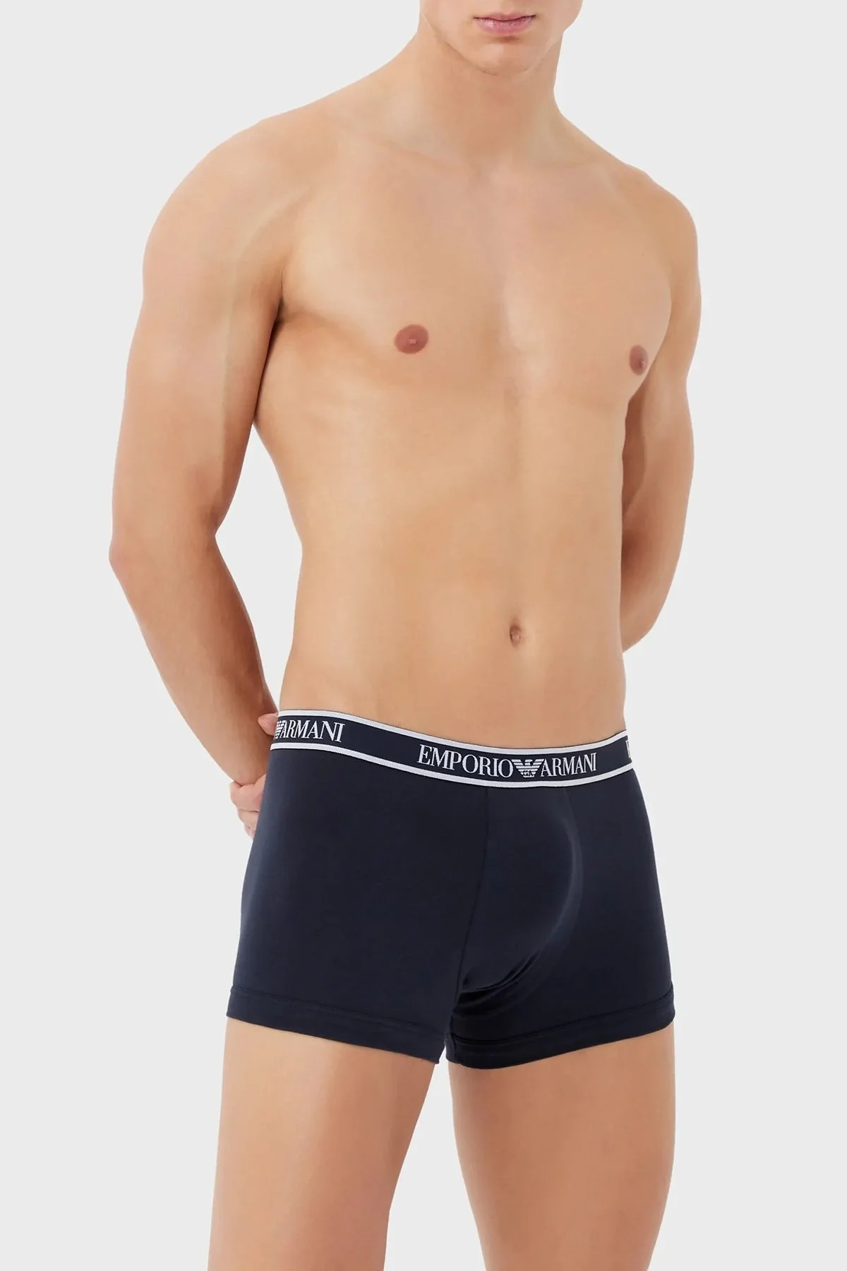 Emporio Armani Pamuklu Esnek 3 Pack Erkek Boxer 111473 3R717 50636 Lacivert-Beyaz-Lacivert - 2