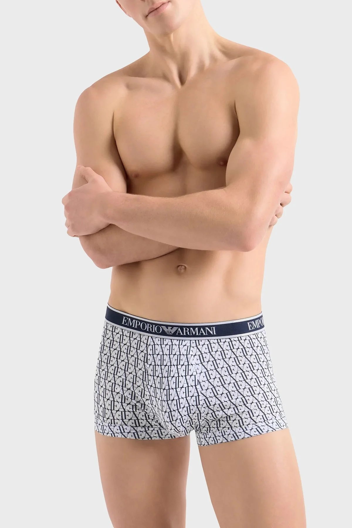 Emporio Armani Pamuklu Esnek 3 Pack Erkek Boxer 112130 4R717 23631 Mavi-Siyah-Beyaz - 6