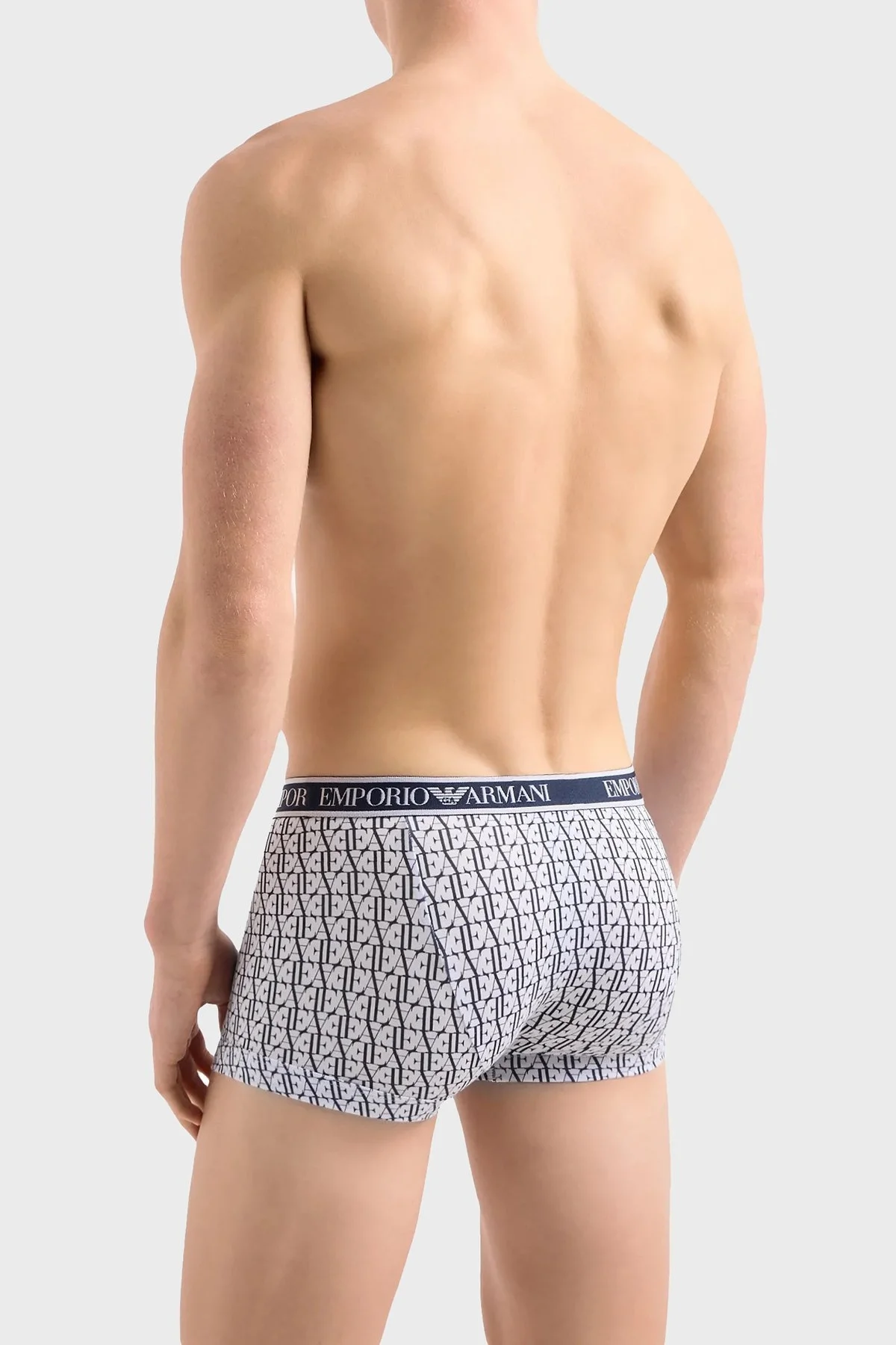 Emporio Armani Pamuklu Esnek 3 Pack Erkek Boxer 112130 4R717 23631 Mavi-Siyah-Beyaz - 7