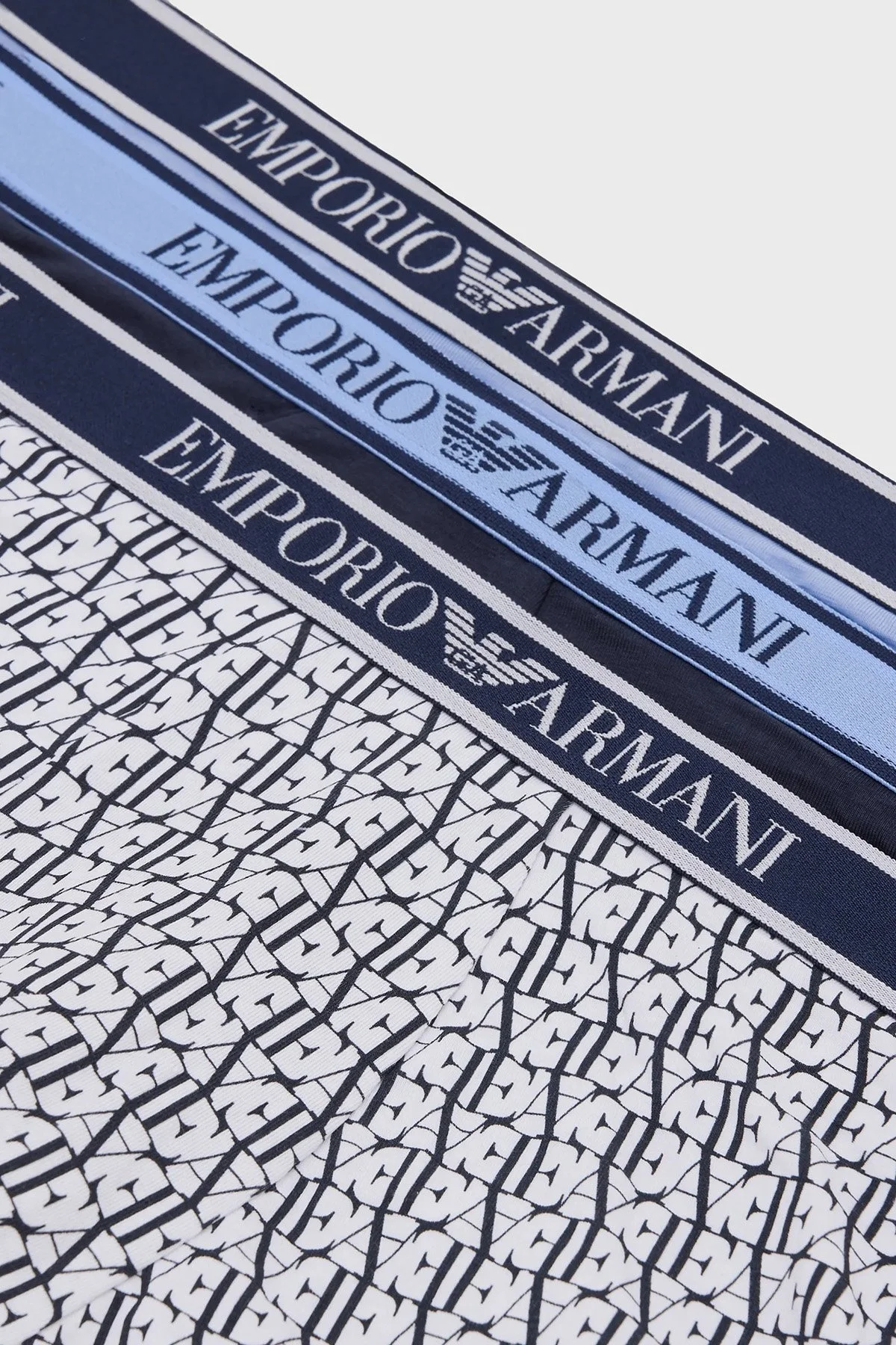 Emporio Armani Pamuklu Esnek 3 Pack Erkek Boxer 112130 4R717 23631 Mavi-Siyah-Beyaz - 8