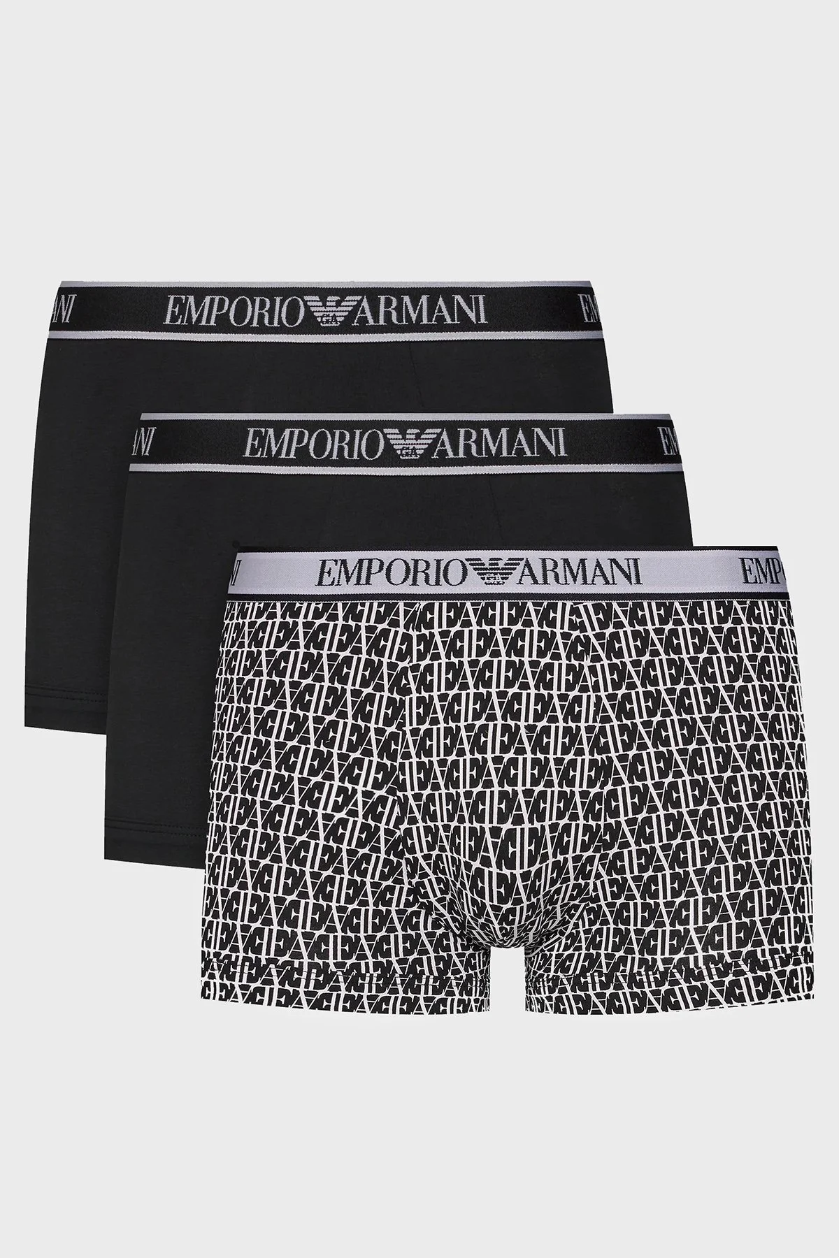 Emporio Armani Pamuklu Esnek 3 Pack Erkek Boxer 112130 4R717 35421 SİYAH - 1