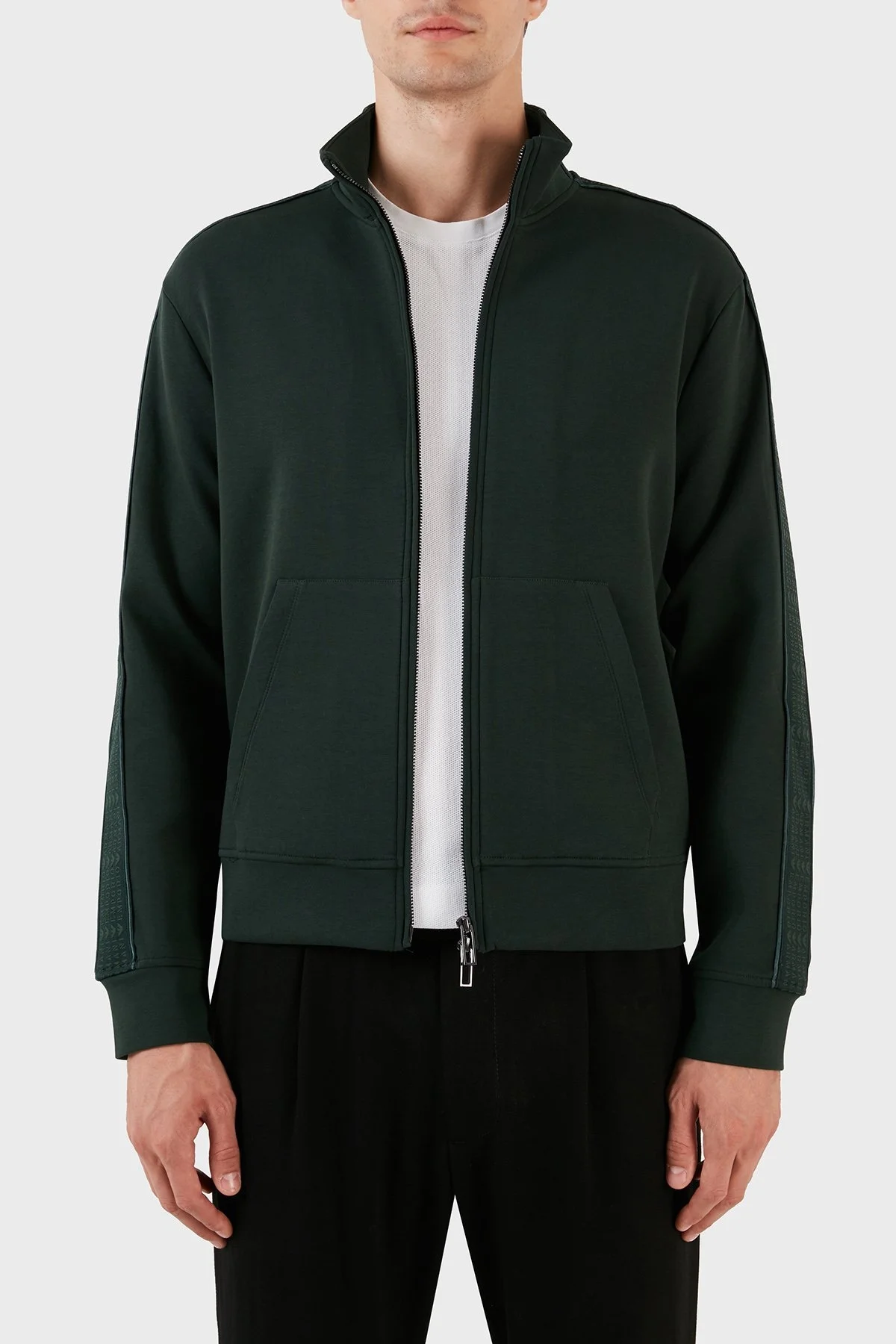 Emporio Armani Pamuklu Fermuarlı Kanguru Cepli Dik Yaka Regular Fit Erkek Sweat 6R1MF1 1JHSZ 0565 HAKİ - 2