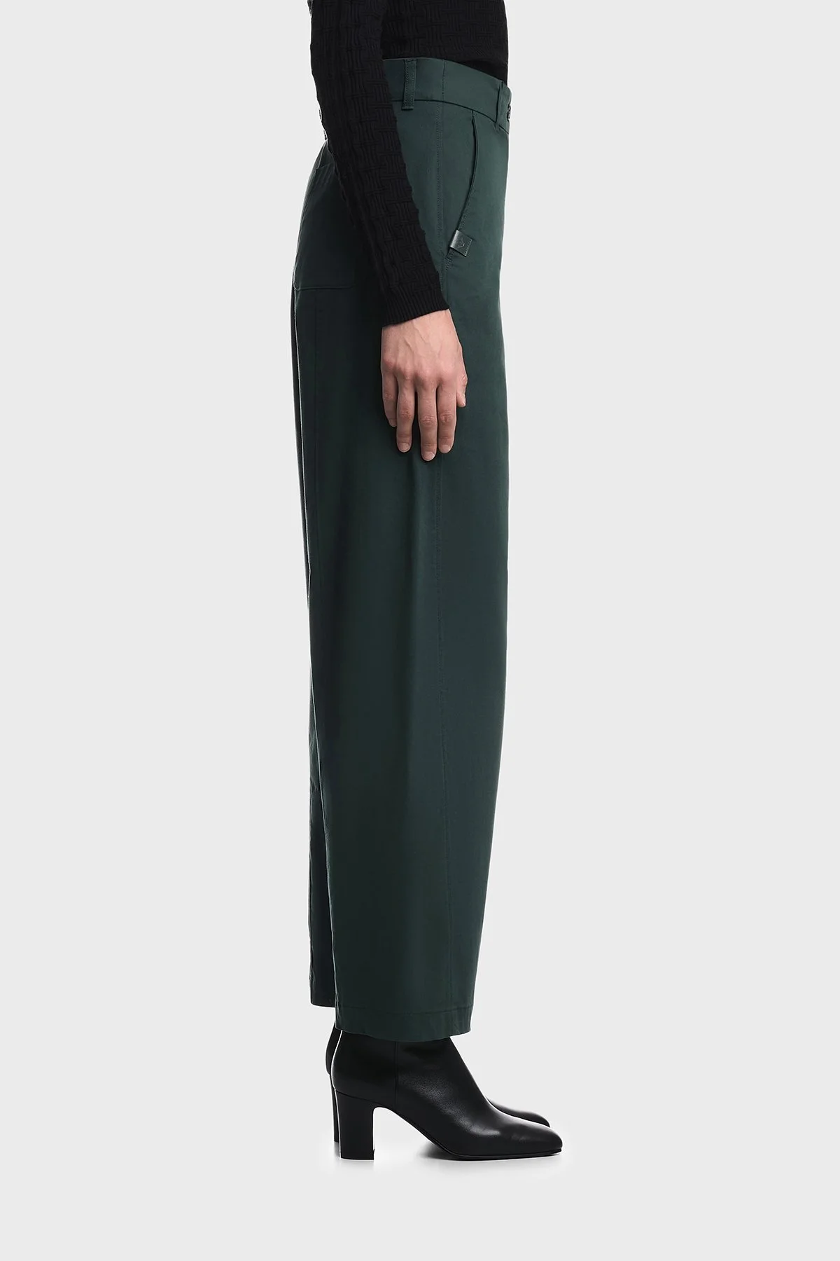 Emporio Armani Pamuklu Geniş Paça Kadın Pantolon EW003108 AF19664 UB003 Haki - 4