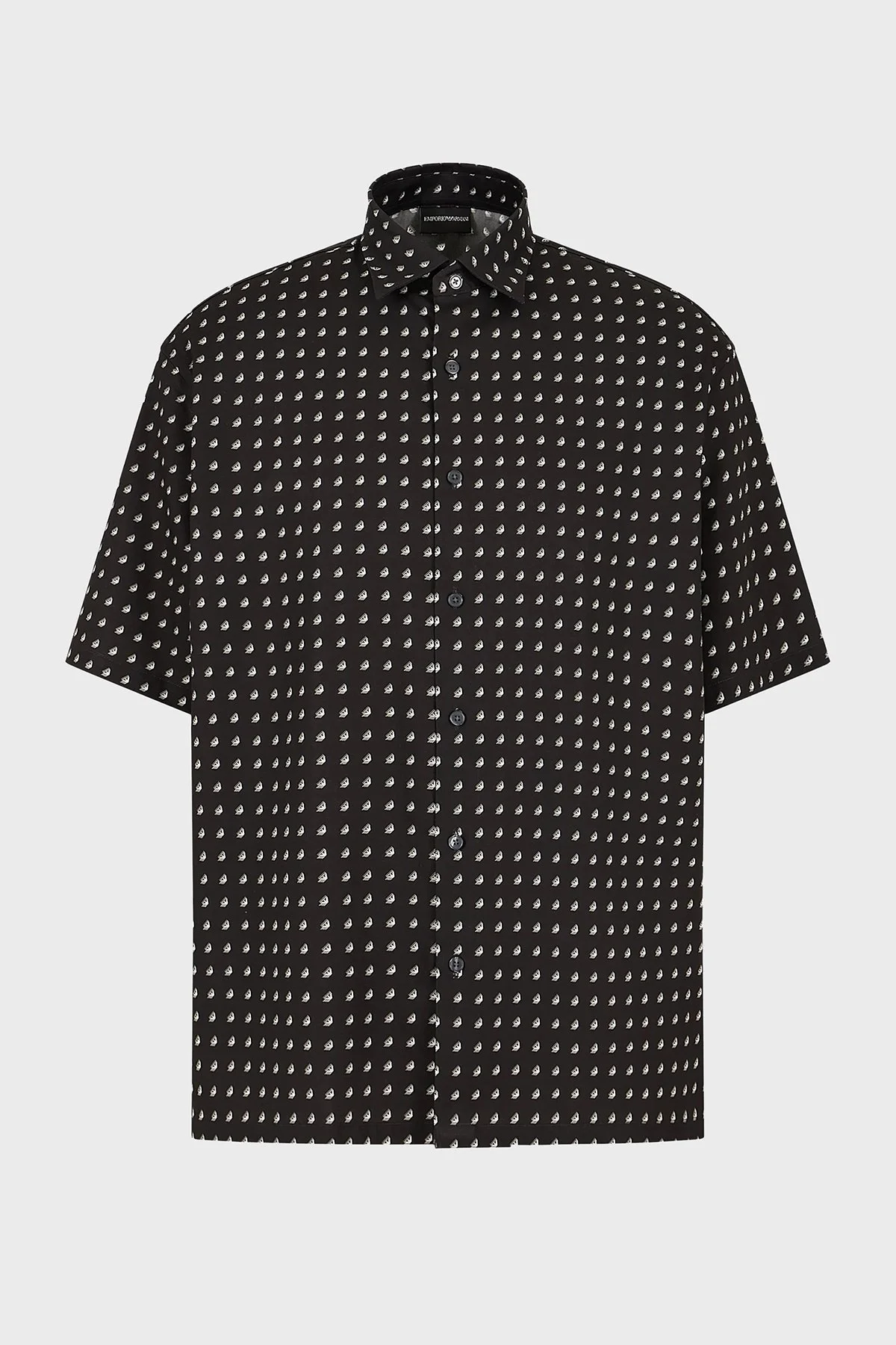 Emporio Armani Pamuklu İpeksi Oversize Kısa Kollu Erkek Gömlek 3D1CG7 1NRDZ F013 SİYAH - 4